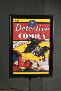 Contemporary print of the Detective Comics  featuring Batman and Robin. Framed. Size: 40.5"T x: Contemporary print of the Detective Comics featuring Batman and Robin. Framed. Size: 40.5"T x 28.5"W x 1"D; print 36"T x 24"W