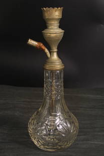 Vintage Cut Crystal Hookah, Huqqa. Size: 14.75"T x  6" diameter: Vintage Cut Crystal Hookah, Huqqa. Size: 14.75"T x 6" diameter
