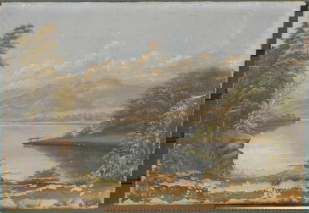 Antique 19th C Landscape Painting. Size: 14" H x  20" W x0.75" D: Antique 19th C Landscape Painting. Size: 14" H x 20" W x0.75" D