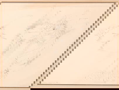 Pencil Study, Titled Suicide, Signed KM '66.  Abstract Modernism. Size: H 24" x W 30": Pencil Study, Titled Suicide, Signed KM '66. Abstract Modernism. Size: H 24" x W 30"
