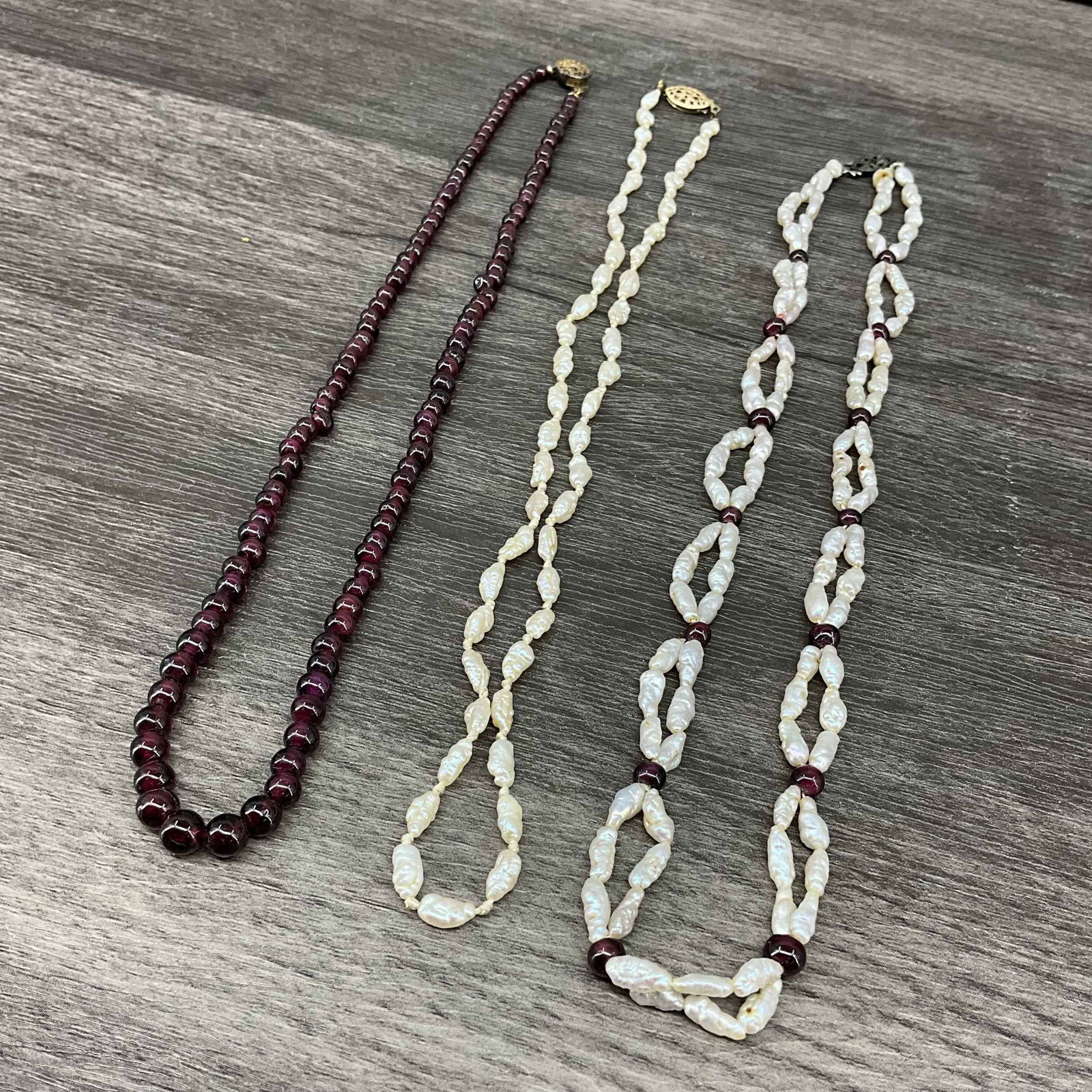 3 Necklaces, Fresh Water Pearls, Amethyst (1 of 10)