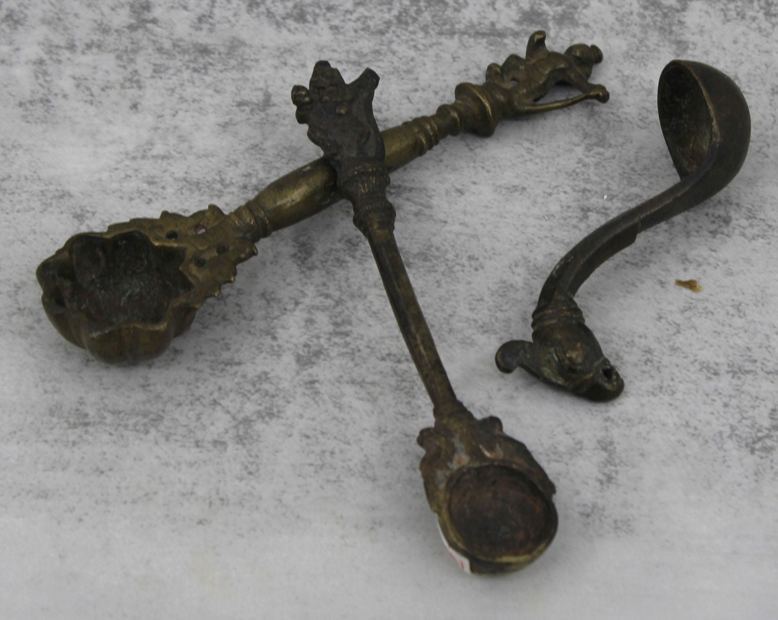 Antique Bronze Puja Spoons (3 pieces) (1 of 8)