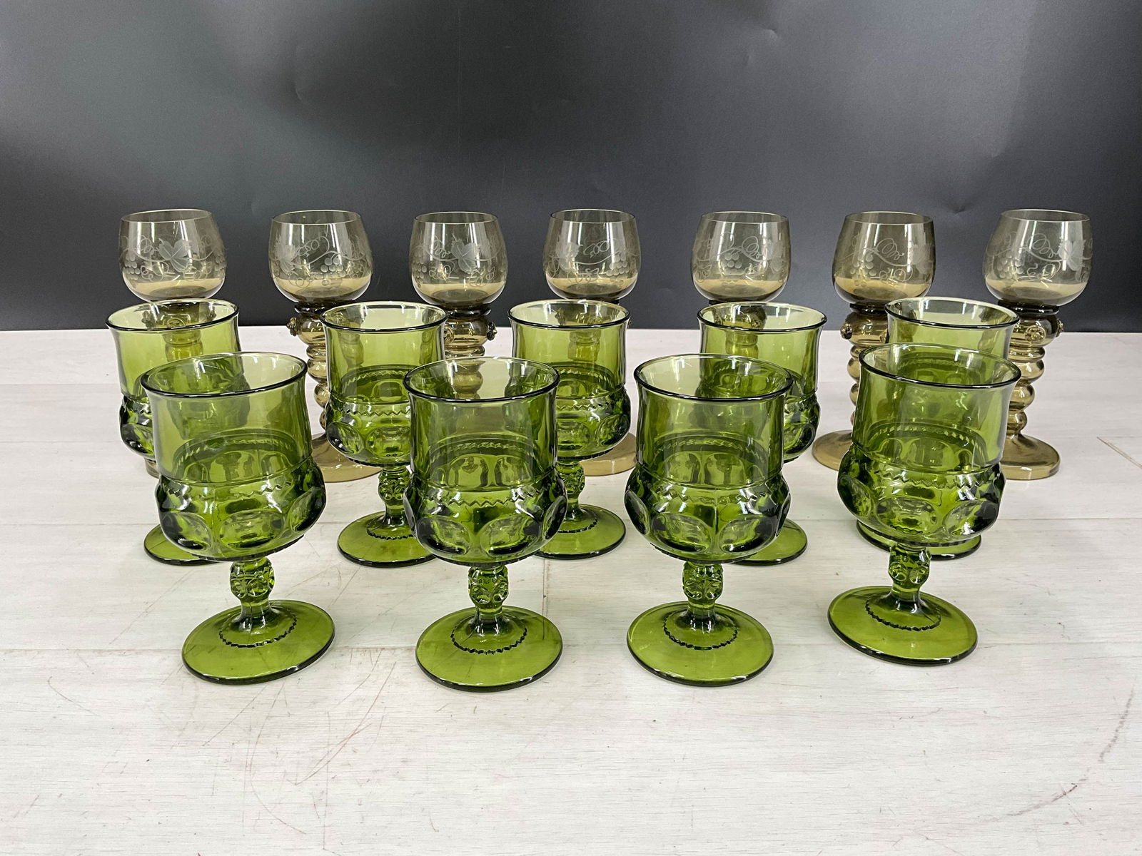 Vintage Green Glassware, 2 Patterns (1 of 7)