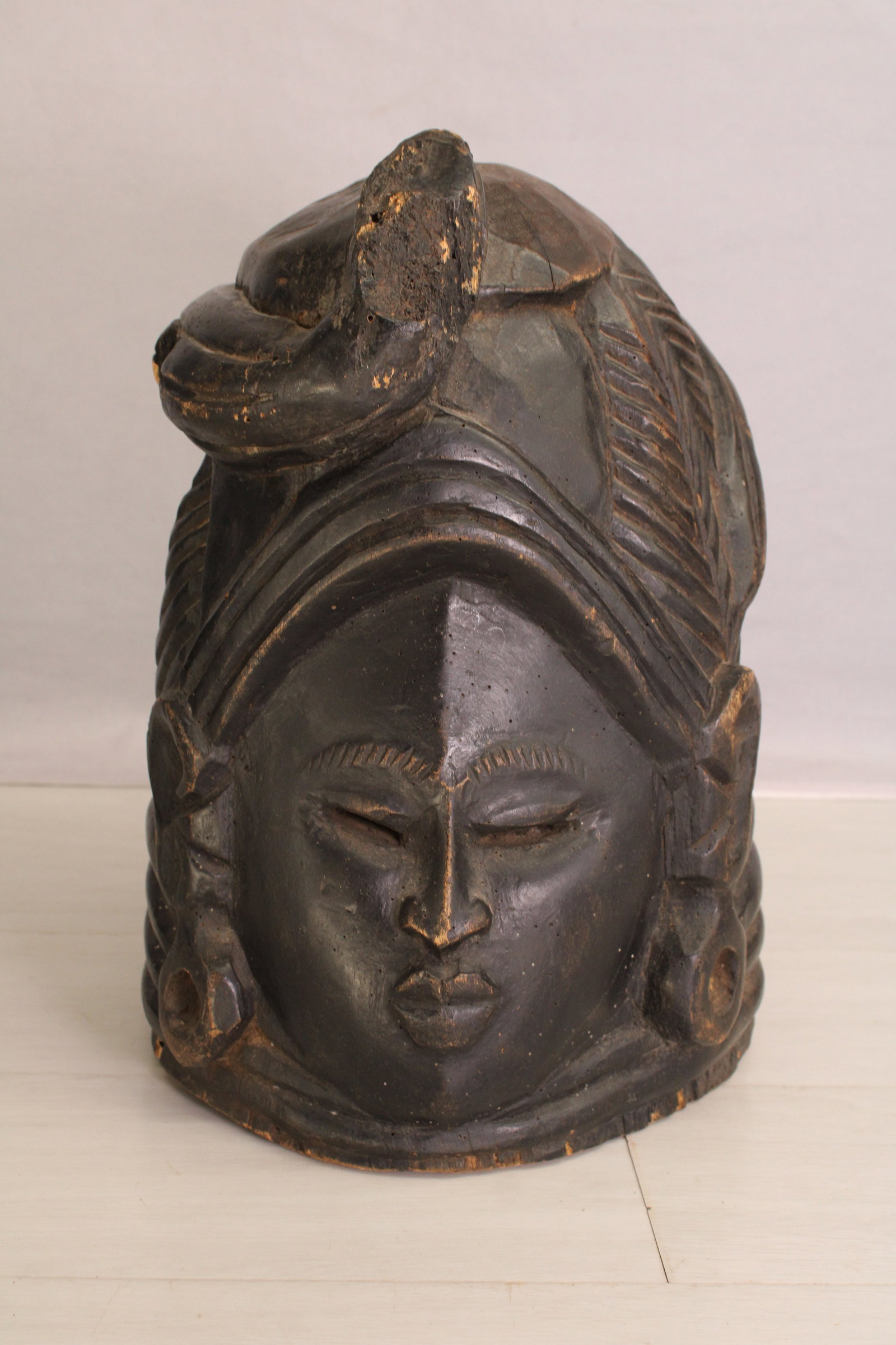 Mende Bundu Sowei Helmet Mask, Carved Wood (1 of 7)
