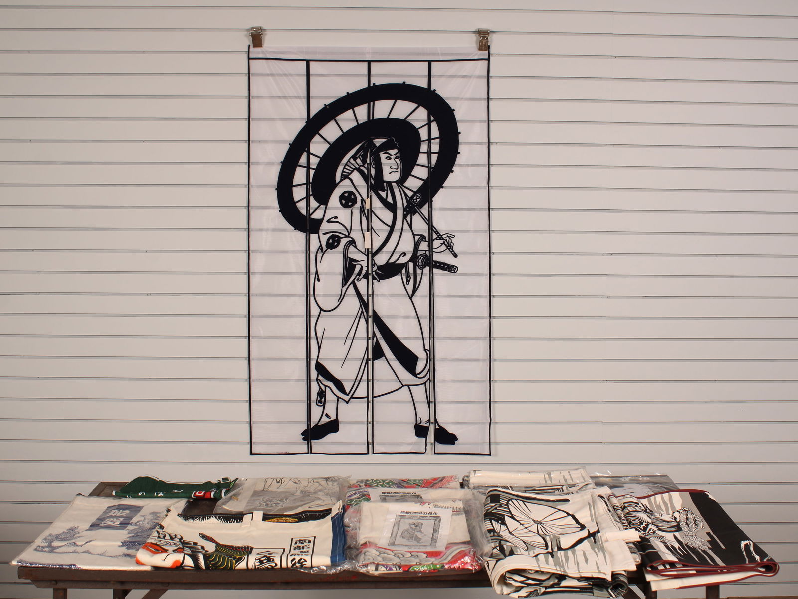 Vintage NOS Japanese Textile Noren Door Curtains: Vintage NOS Japanese Textile Noren Door Curtains. Size: various, largest 33" x 57"