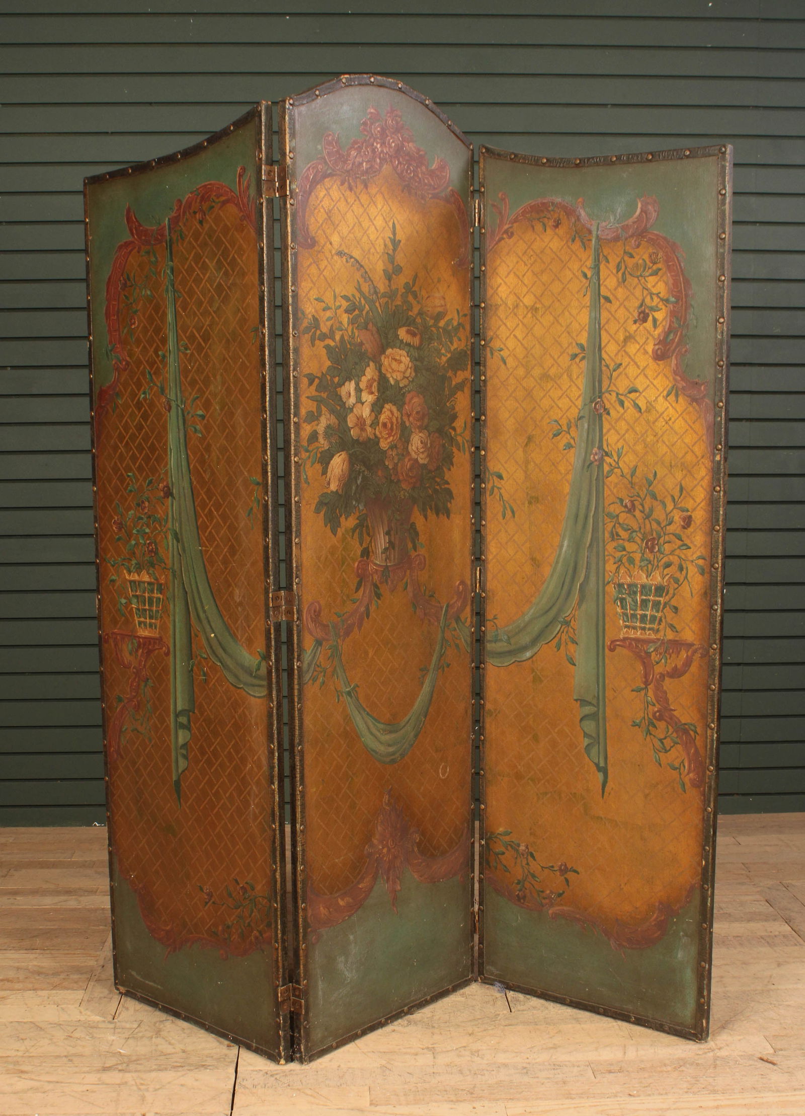 Floral Painted Screen, Room Divider (1 of 4)