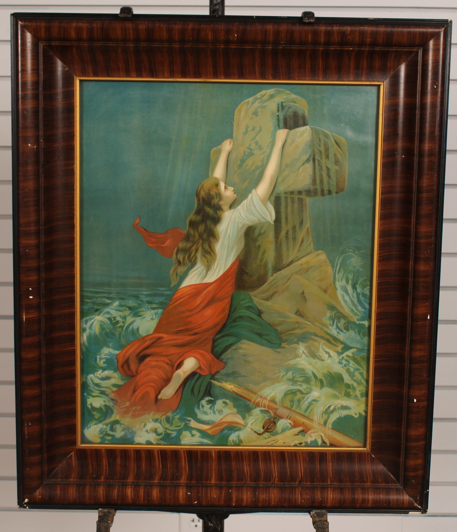 Antique Rock of Ages Chromolithograph: Antique Rock of Ages Chromolithograph. Size: 26 x 22 frame.