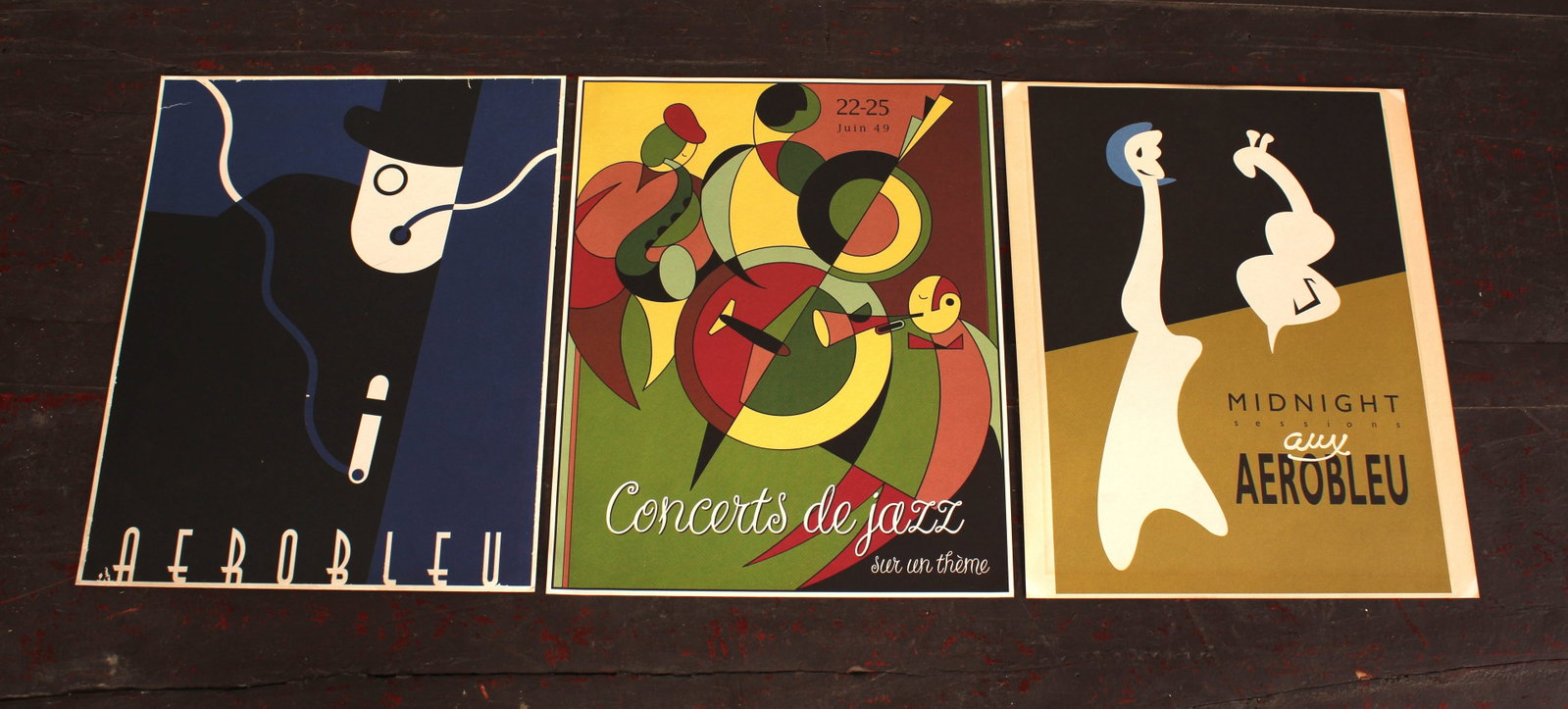 3 Aerobleu Jazz Club Paris Posters: 3 Aerobleu Jazz Club Paris Posters. Postwar advertisements for Max Morgan's famous Jazz Nightclub. Size: 14.5" x 11.5"