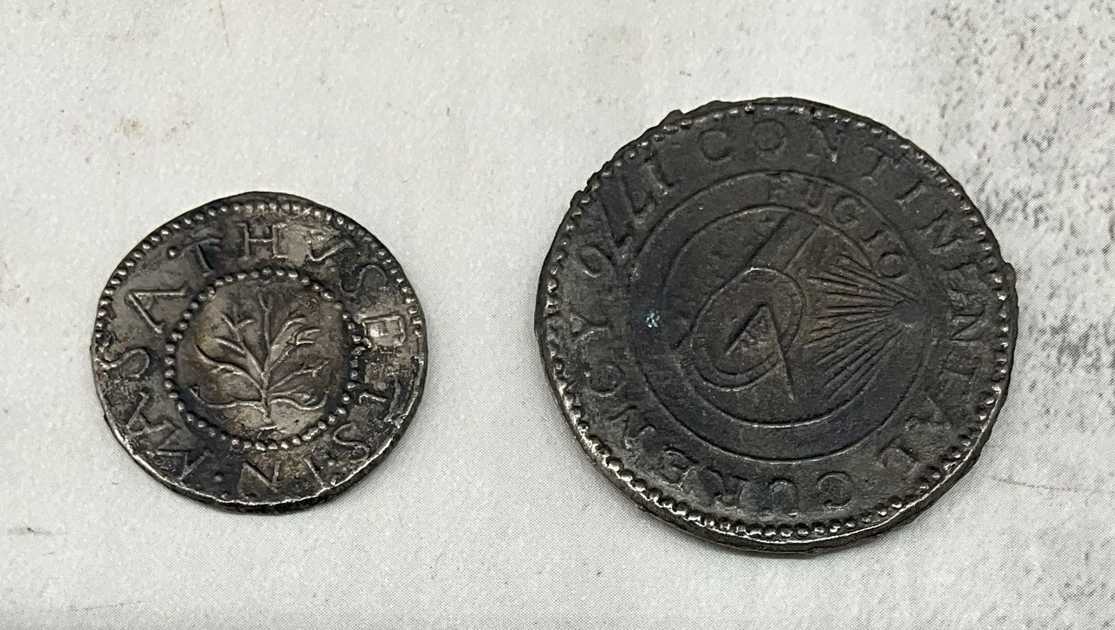 1652 Oak Tree Schilling,1776 Fugio Dollar Unauth. (1 of 8)