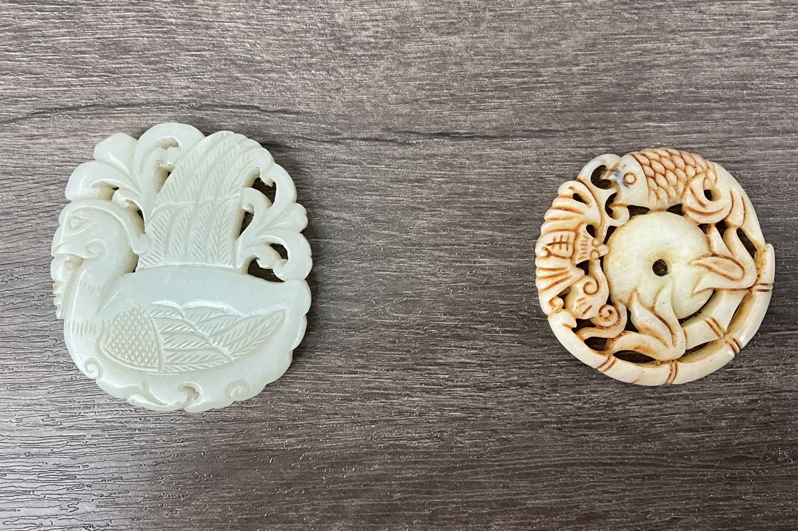 2 Chinese Carved Jade Nephrite Pendants (1 of 3)