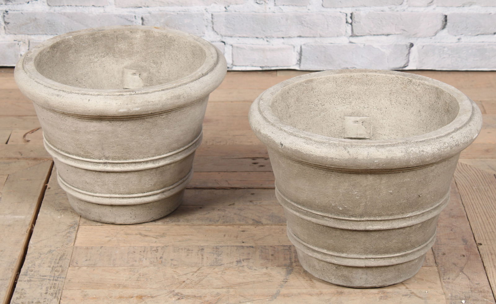 Pair Campania Banded Cast Stone Planters (1 of 6)