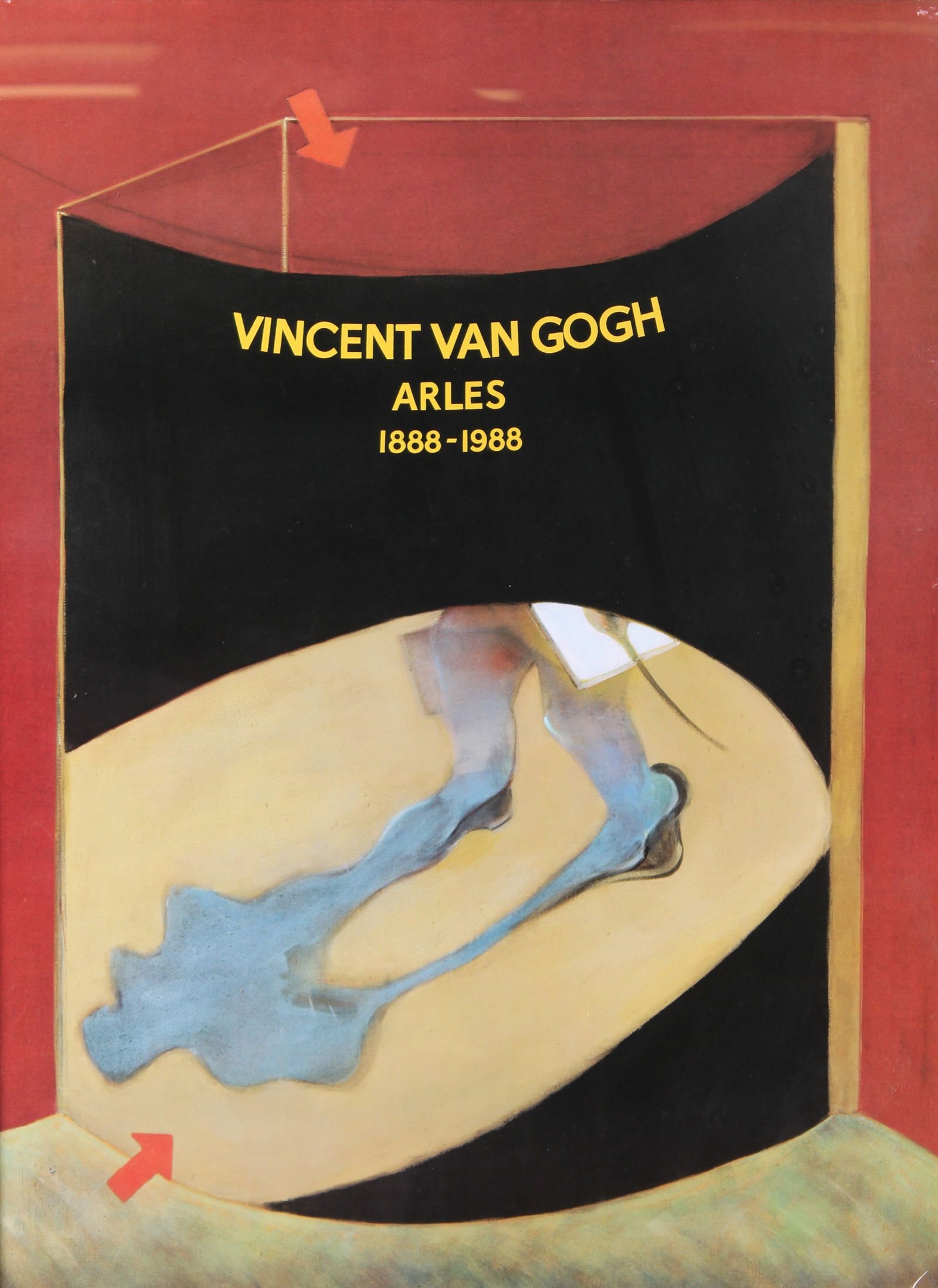 Vintage Francis Bacon Poster, 1988: Francis Bacon, Homage to Vincent Van Gogh Poster. Created for the centenary exhibition of Van Gogh works in Arles, FranceSize: H 29.5" x W 22"