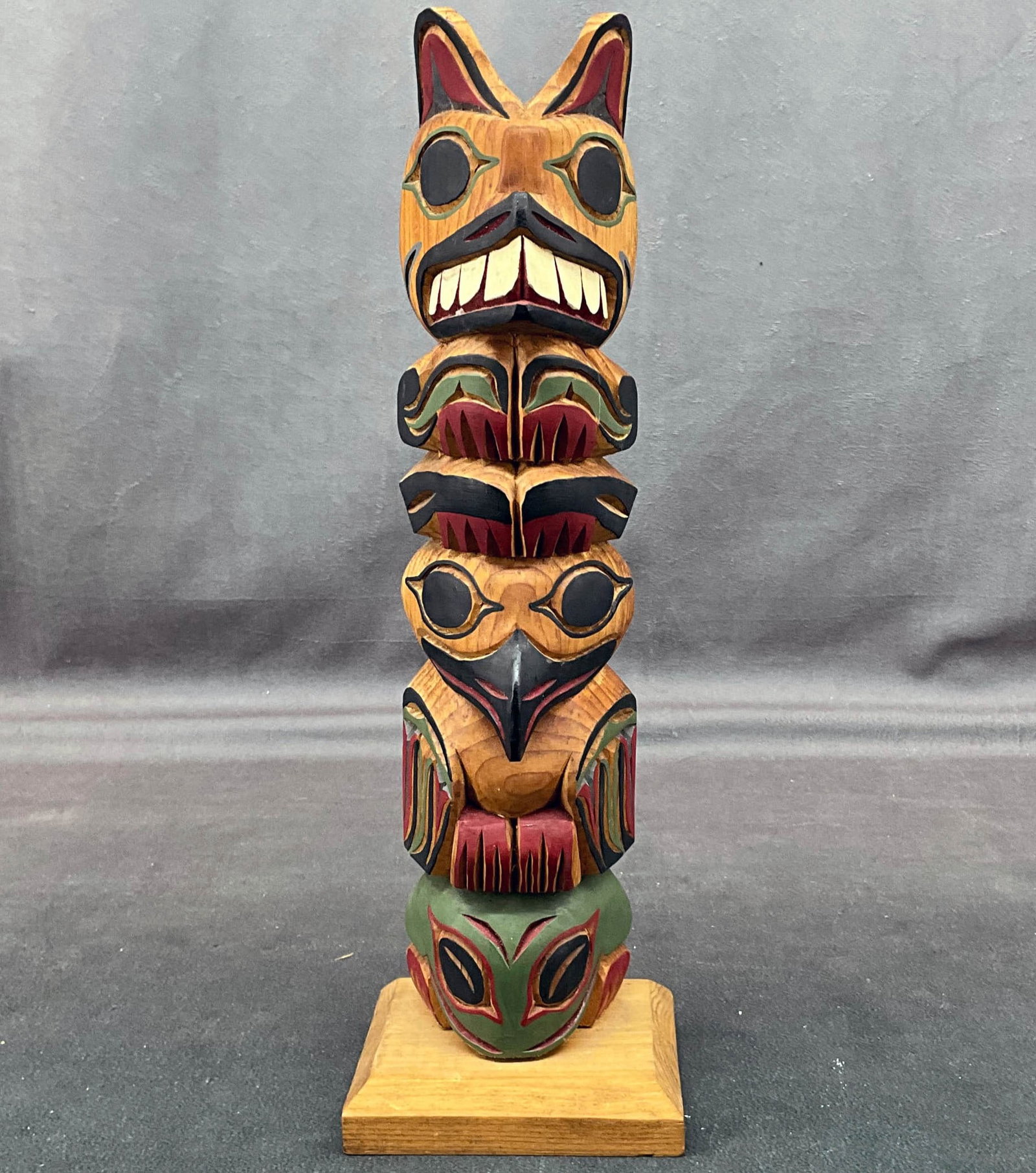 Northwest Coast Totem Pole Signed L. Rudick (1 of 6)