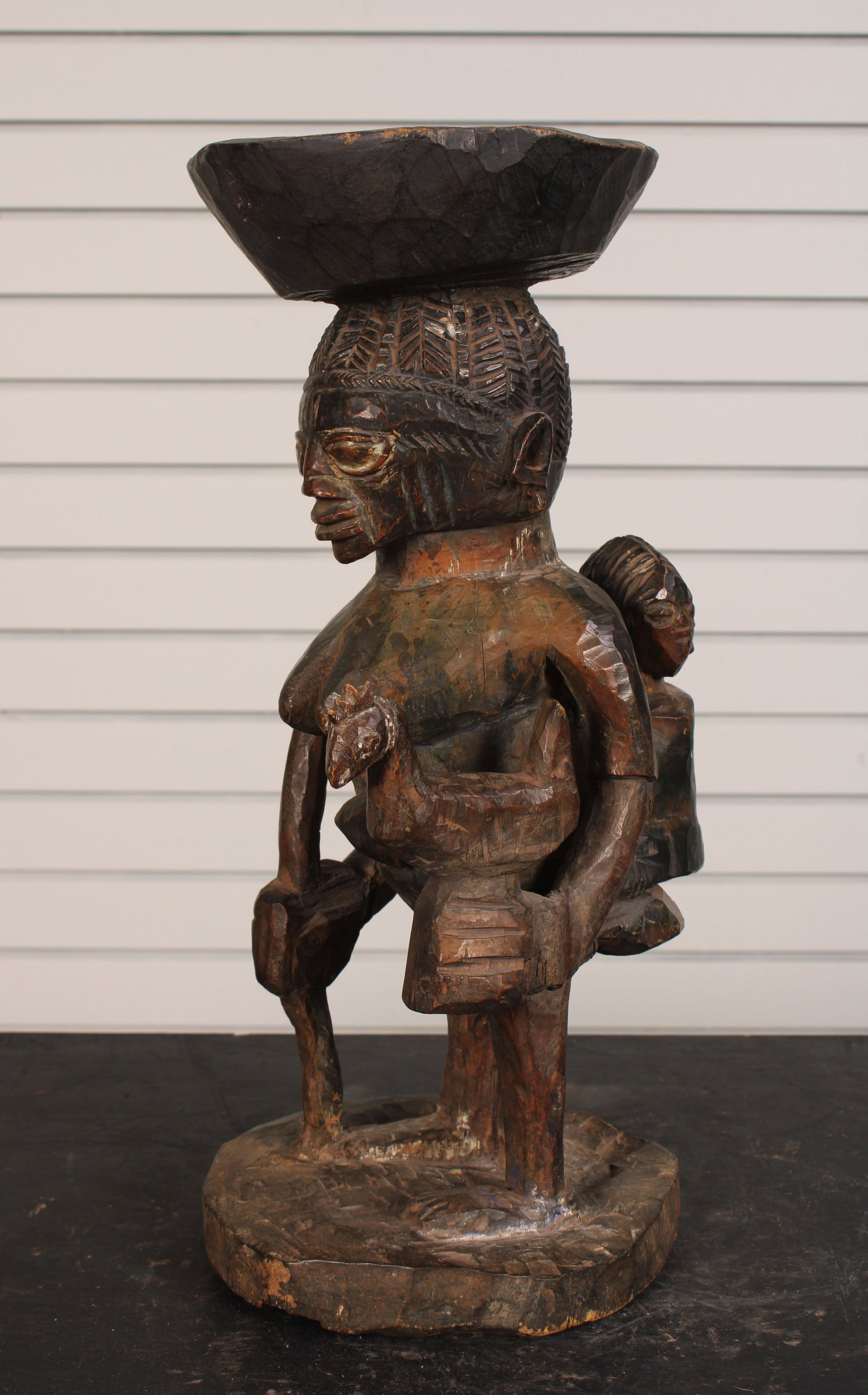 Yoruba Offering Bowl, Nigeria: Yoruba Offering Bowl, Nigeria. Size: 17.5"H x 8"W x 9"D
