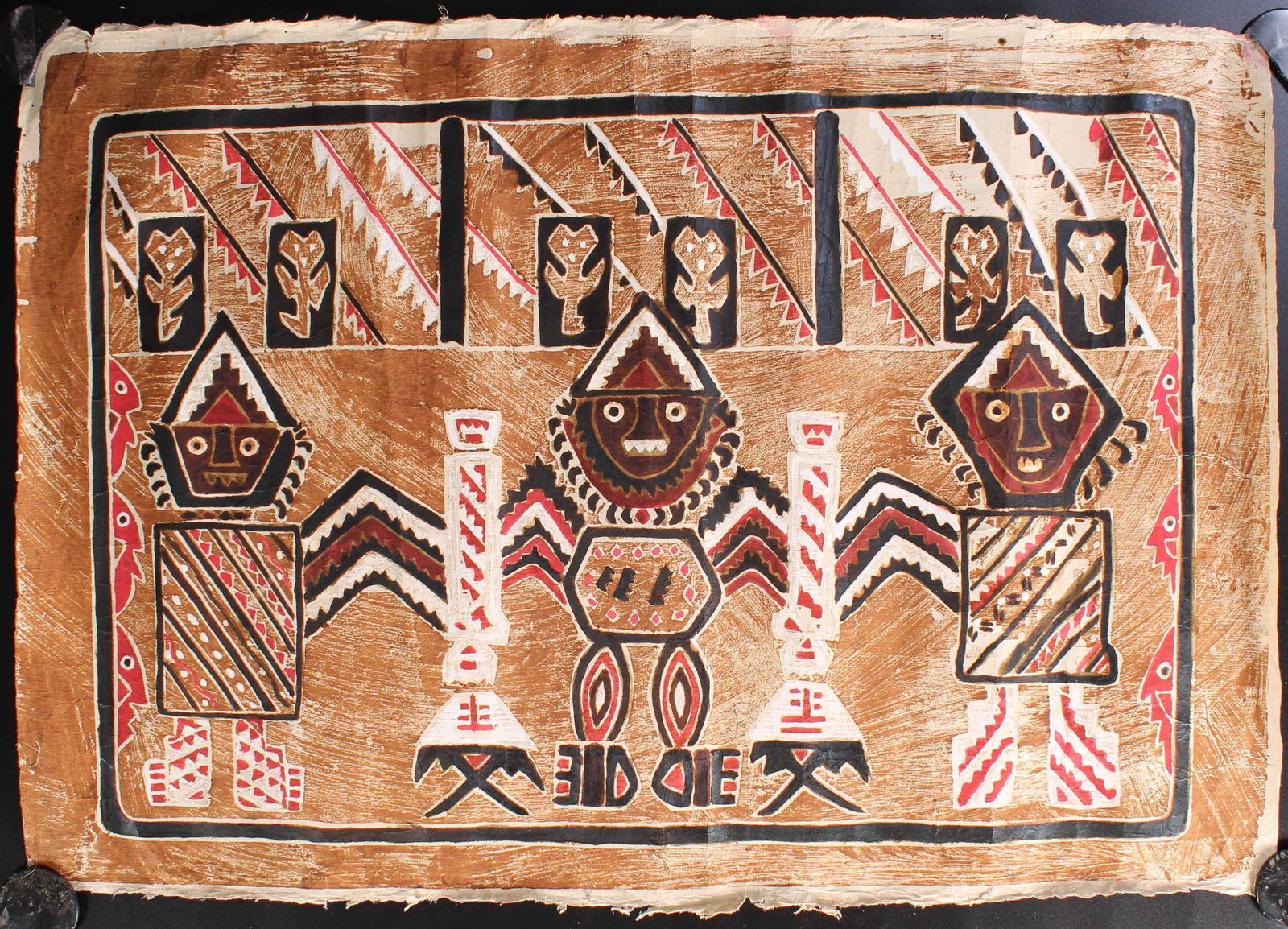 Vintage Oceanic Tapa Cloth Painting (1 of 3)