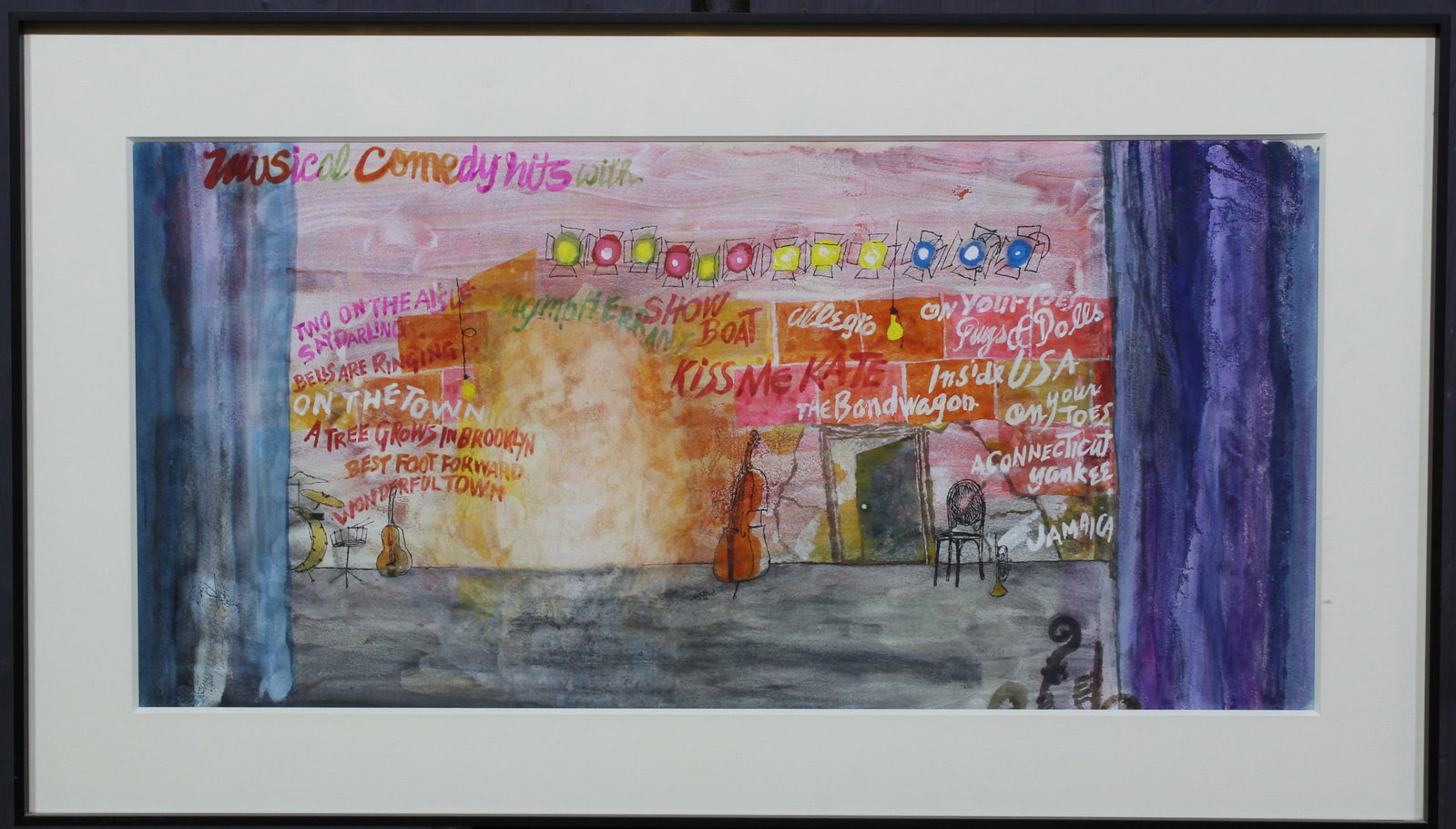Davis Stone Martin Stage Design Illustration: Davis Livingstone Martin Stage Design Illustration. Size: Frame: 17.5" H x 30.5" W x 1.5" D; Sight: 12" H x 25" W