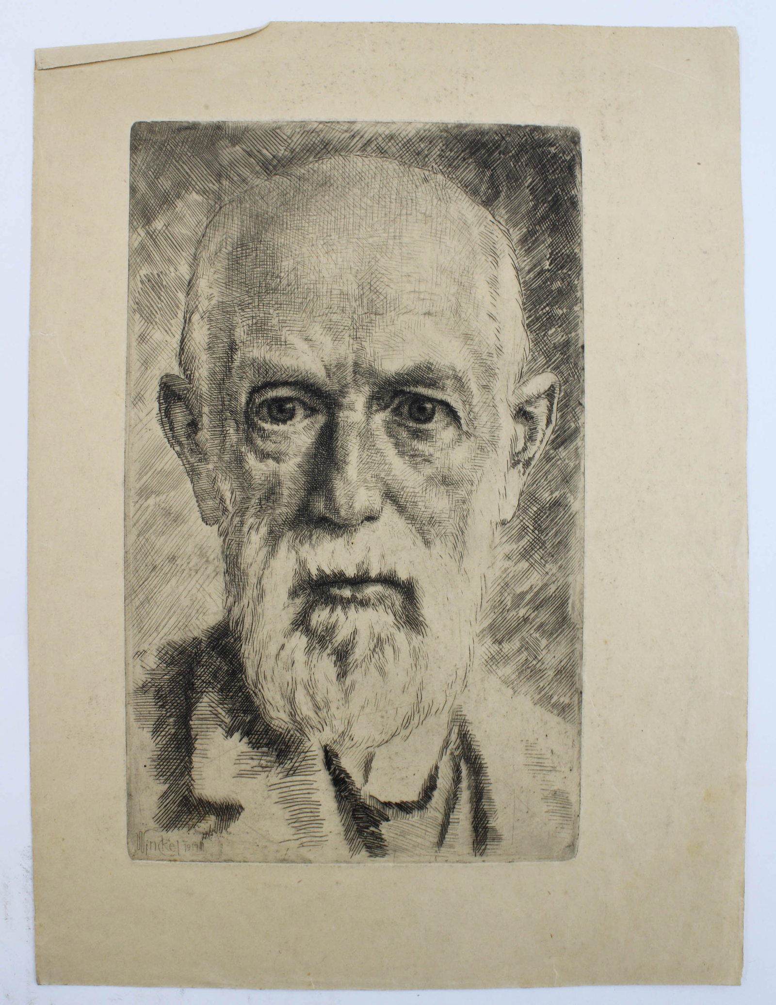 Richard Winckel 1917 Portrait Etching: Friedrich Wilhelm Ludwig Richard Winckel (1870-1941). Professor at The School of Arts and Crafts in Magdeburg. He taught well-known artists such as Annemarie Heise, Herbert Stockmann , Katharina Heise