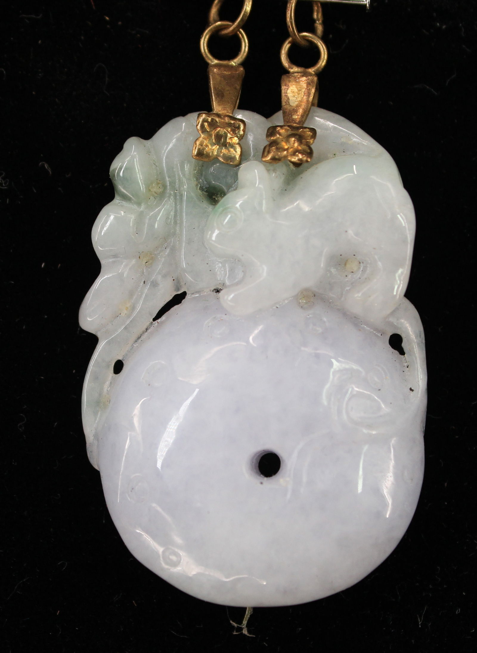 Chinese Carved Jade, Jadeite Disc Pendant (1 of 4)