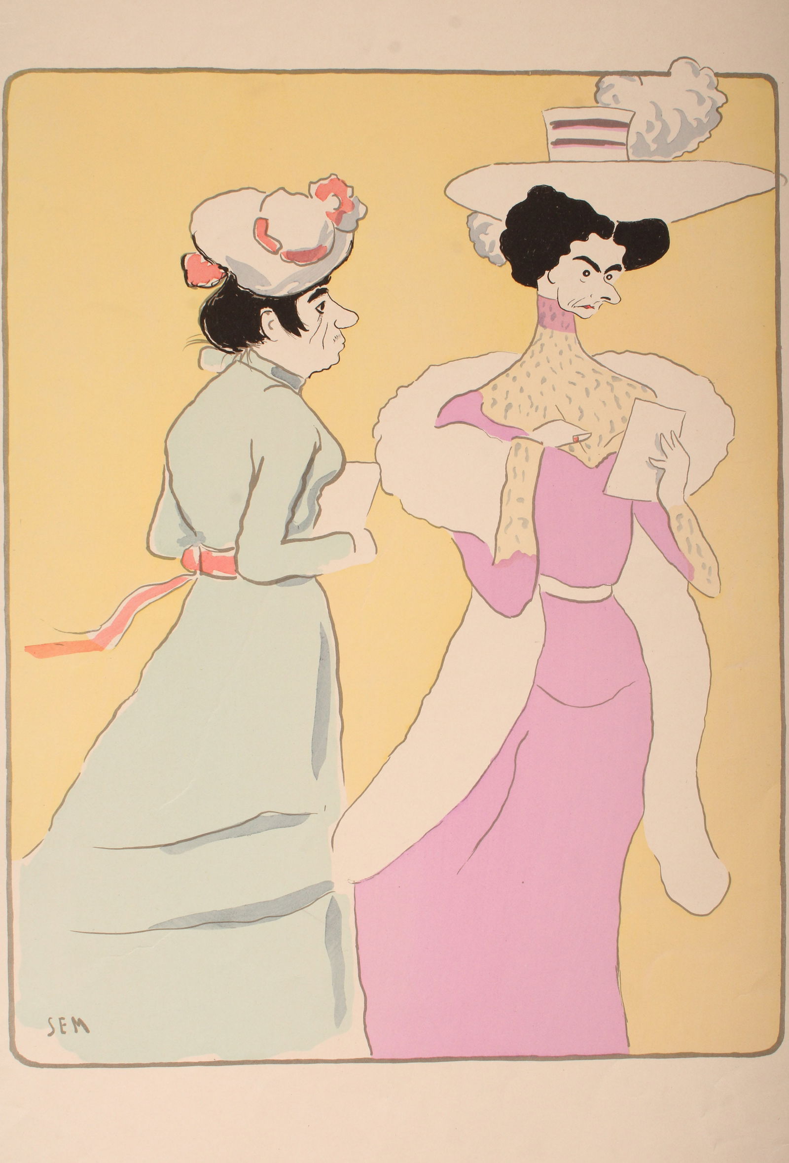 SEM, Georges Goursat, French Society Caricature: SEM, Georges Goursat, French Society Caricature. Print. Size:20.25"H x 14"W Sheet