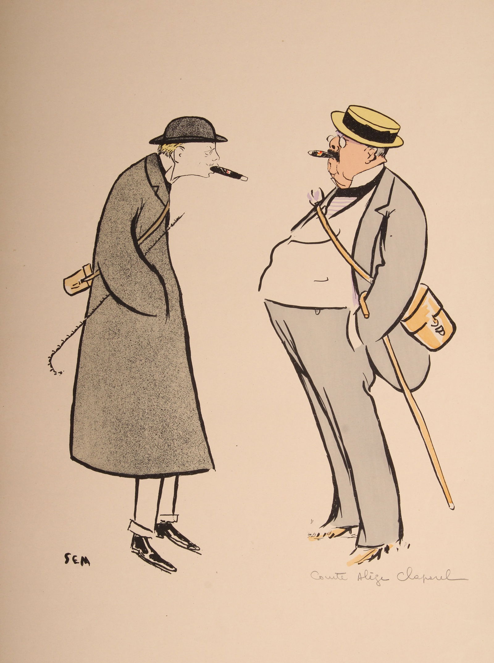 SEM, Georges Goursat, French Society Caricature: SEM, Georges Goursat, French Society Caricature of a French Count. Print. Size: 20.25"H x 13.75"W