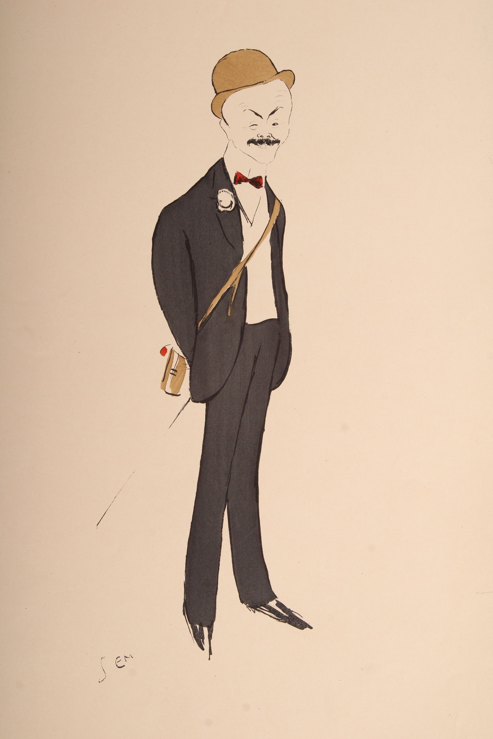 SEM, Georges Goursat, French Society Caricature: SEM, Georges Goursat, French Society Caricature of Pierre Charron. Print. Size: 20.5"H x 13.25"W