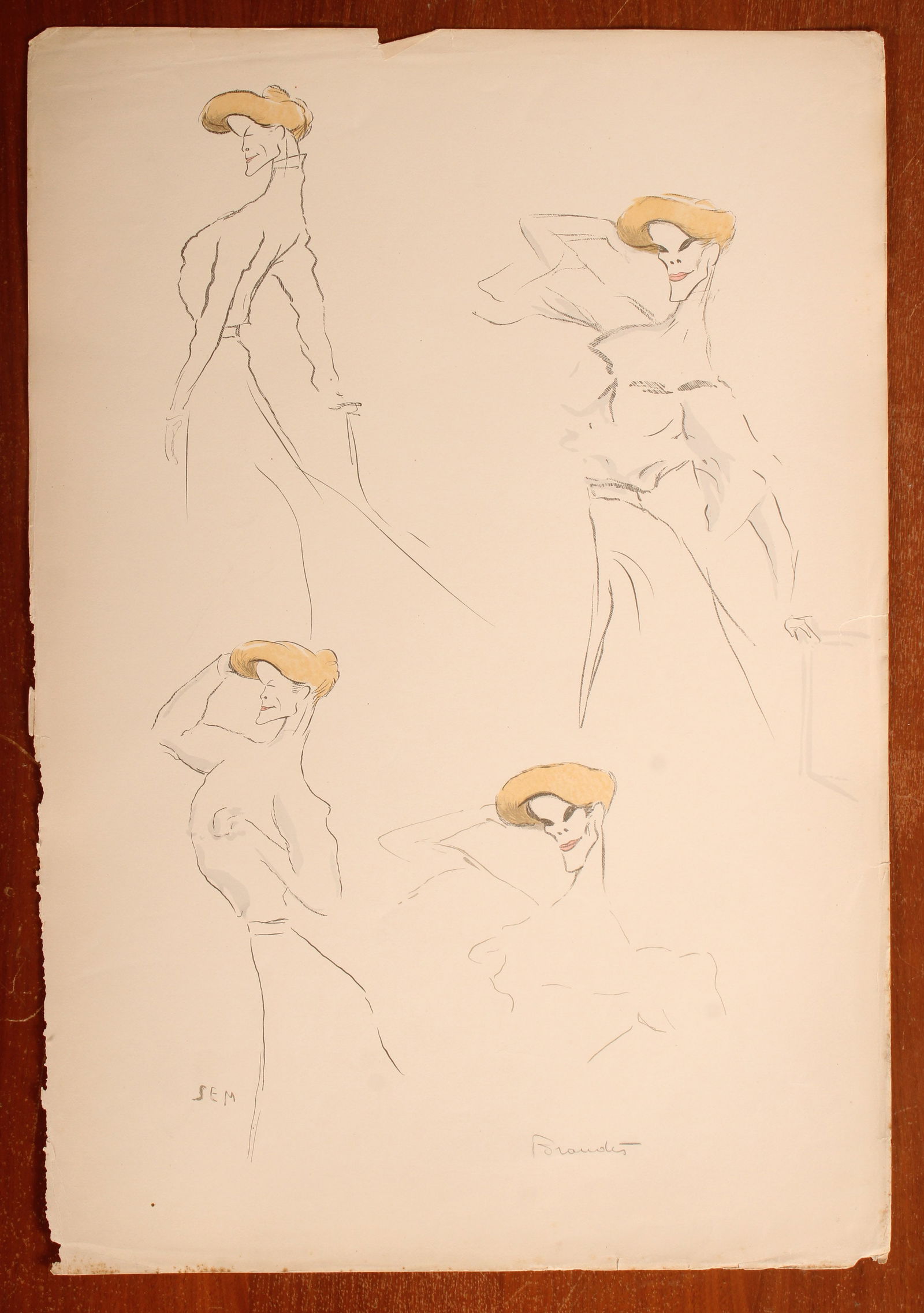 SEM, Georges Goursat, French Society Caricature.: SEM, Georges Goursat, French Society Caricature. Print. Marthe Brandes, 1902. Size: 20.5"H x 14"W