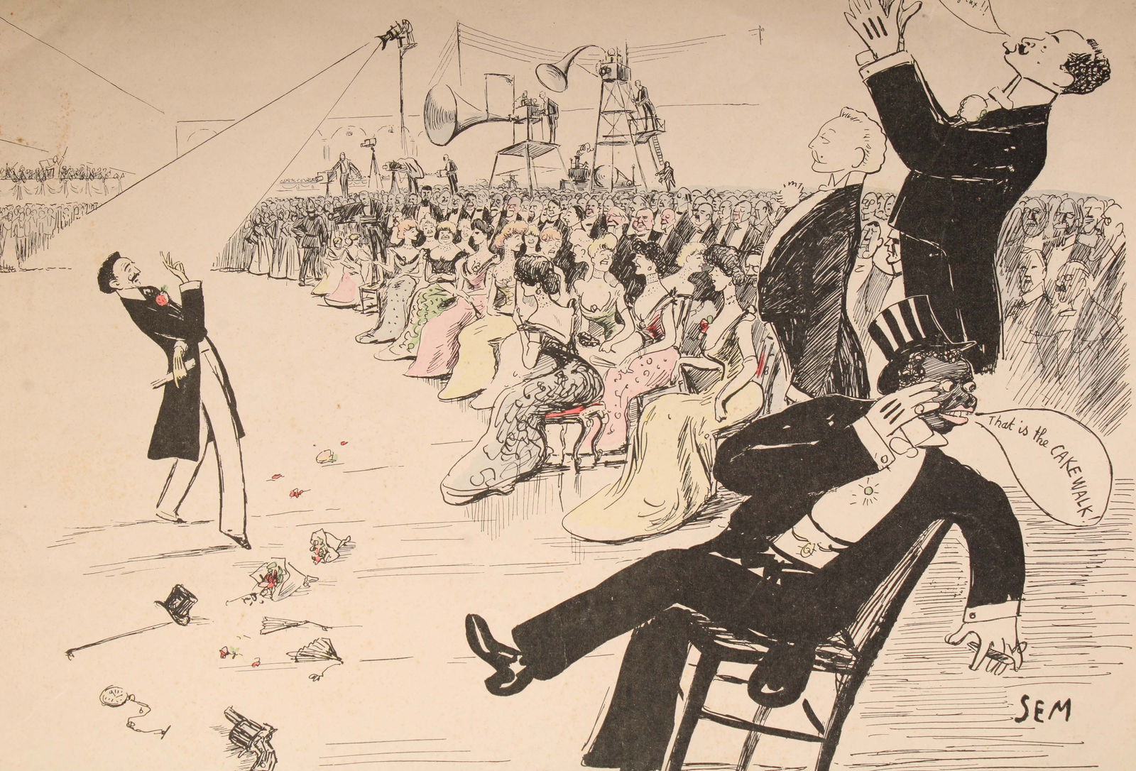 SEM, Georges Goursat, French Society Caricature: SEM, Georges Goursat, French Society Caricature. Print. That is the Cakewalk. Size: 20.25"H x 14.25"W