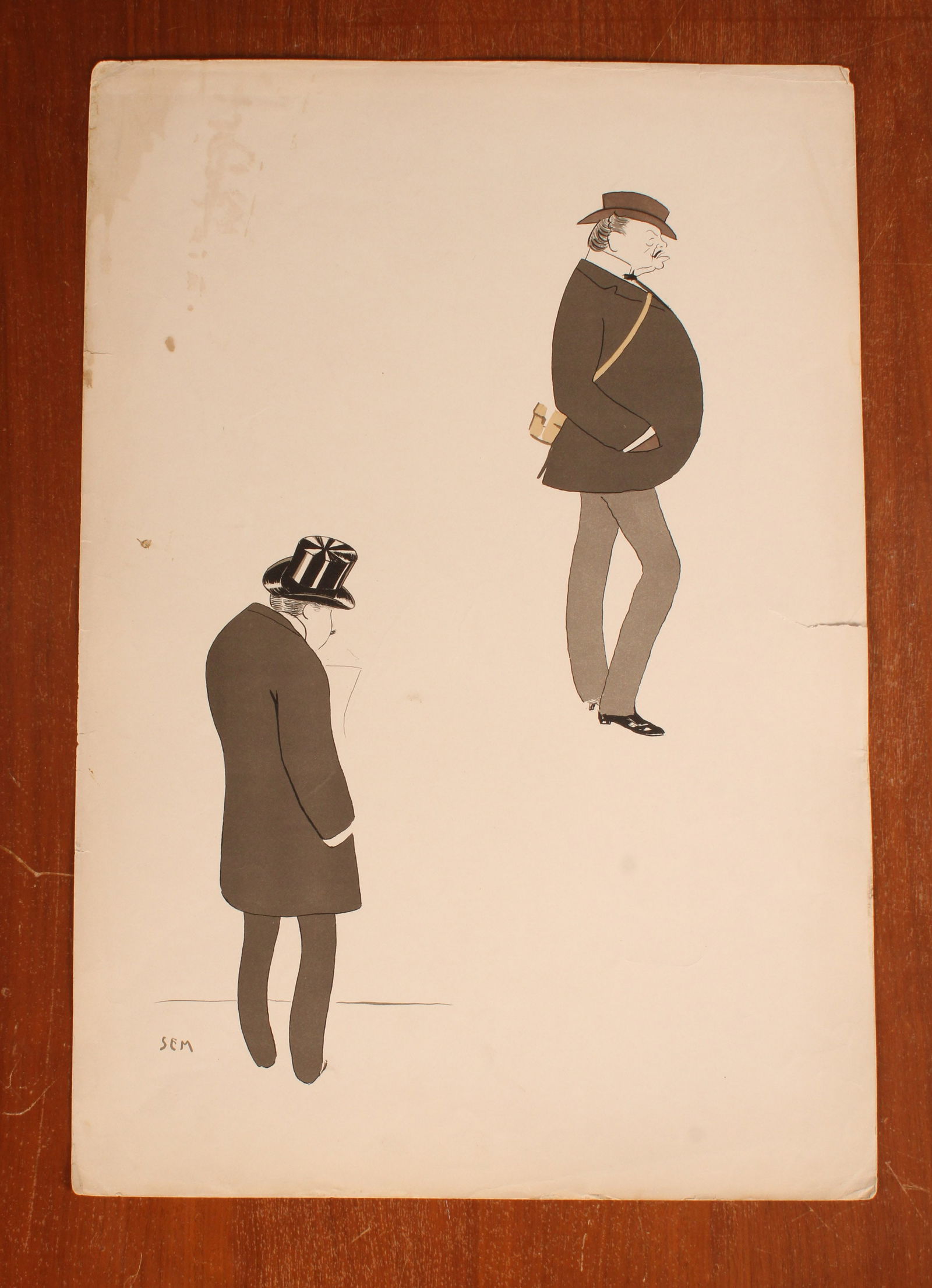 SEM, Georges Goursat, French Society Caricature: SEM, Georges Goursat, French Society Caricature. Print. From SEM, Album 12. Size: 20.5"H x 14"W