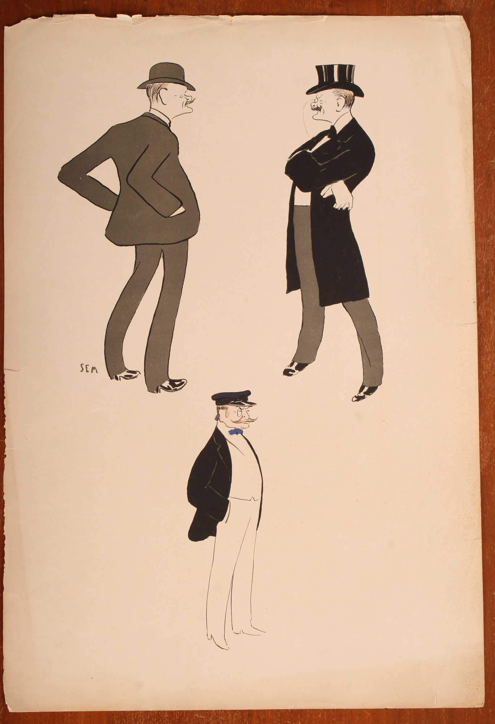 SEM, Georges Goursat, French Society Caricature: SEM, Georges Goursat, French Society Caricature. Print. Count Hubert De Pourtalès and Duke Elie Decazes. Size: 20.25"H x 14"W