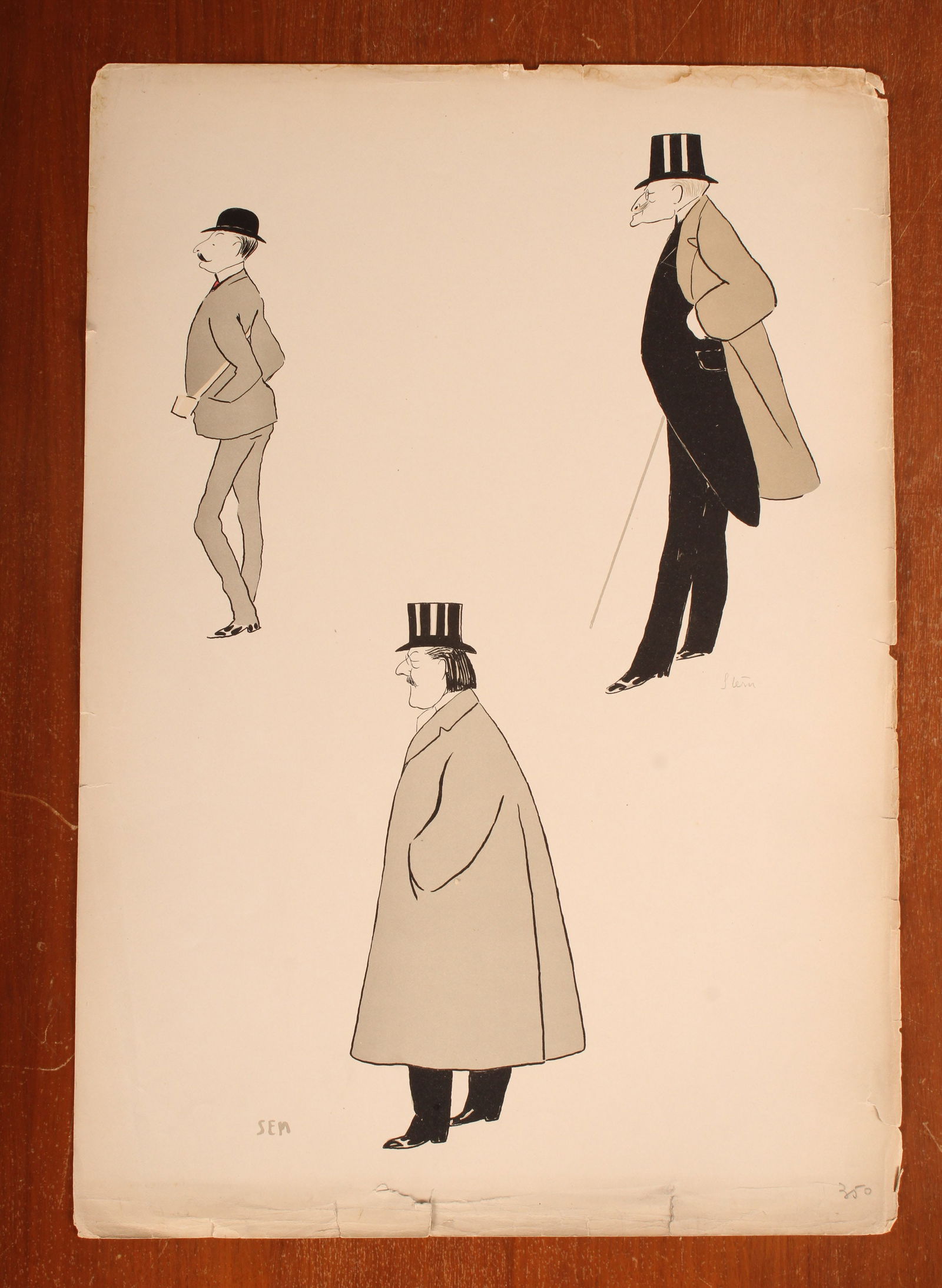 SEM, Georges Goursat, French Society Caricature: SEM, Georges Goursat, French Society Caricature. Print. From Album 12, plate 17. Size: 20.5"H x 14.25"W