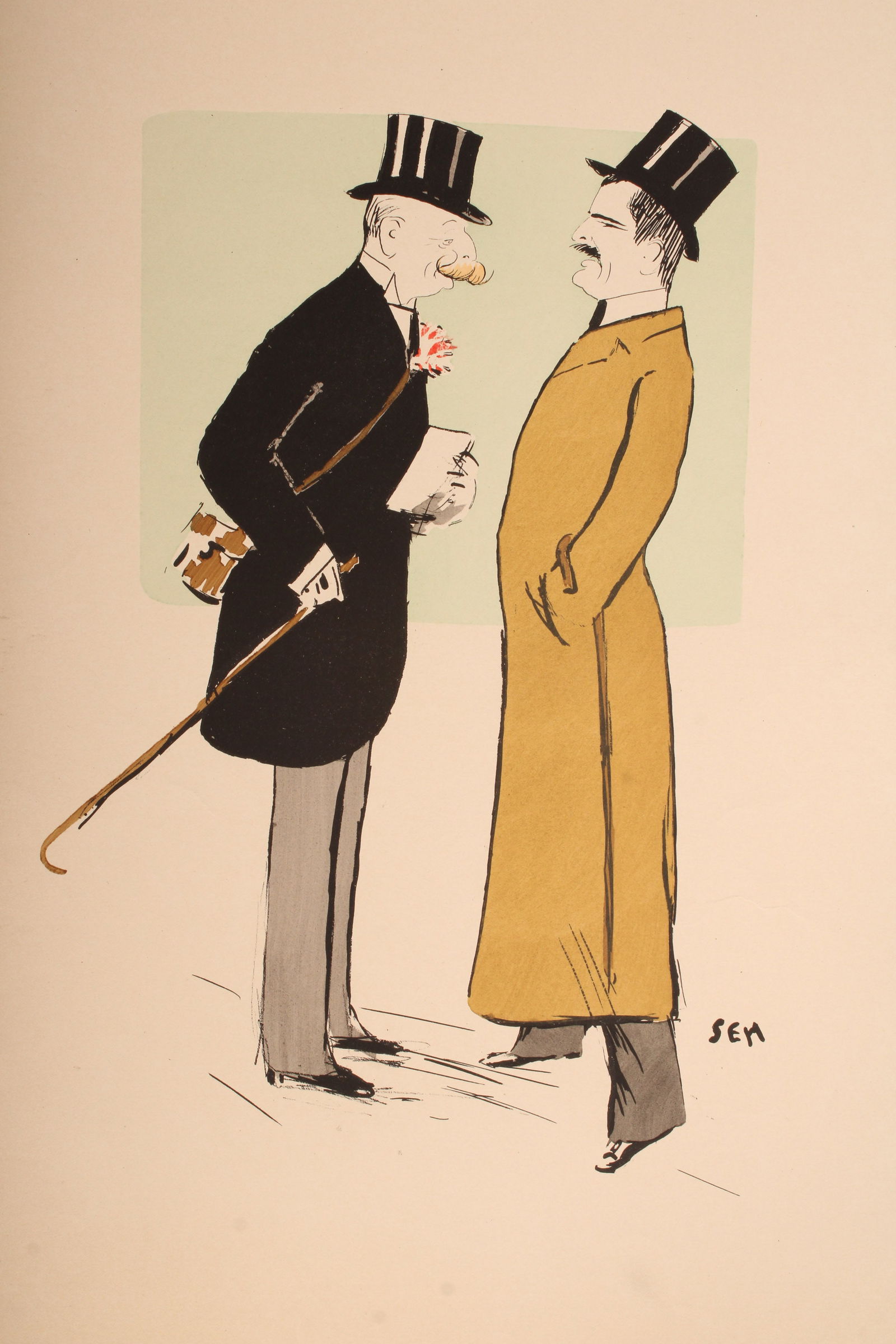 SEM, Georges Goursat, French Society Caricature: SEM, Georges Goursat, French Society Caricature. Pochoir. André de Ganay et Gérard de Ganay. Size: 20.5"H x 14"W