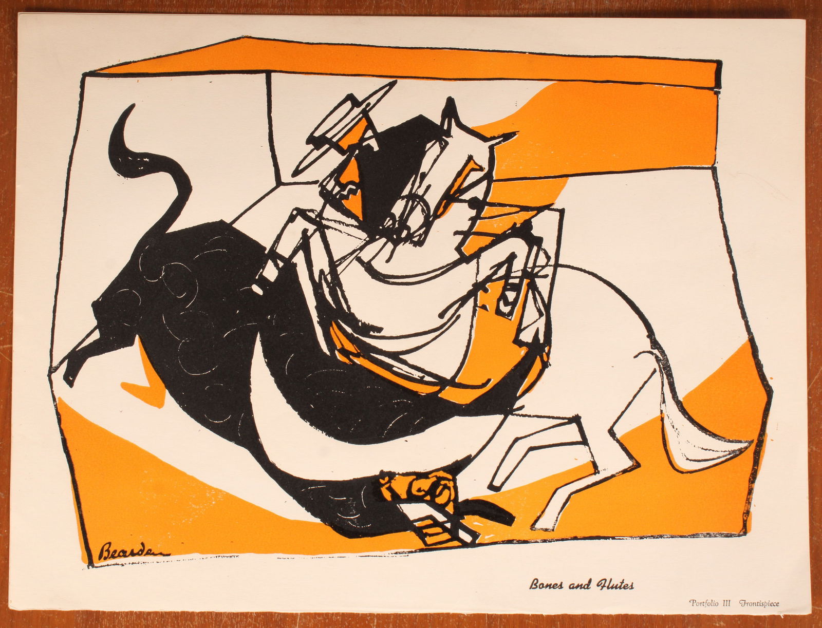 Romare Bearden, Bones and Flutes, Frontispiece: Romare Bearden (American 1911 - 1988), 'Bones and Flutes,' Illustration for Caresse Crosby's 'Portfolio III,' Size: 12"H x 16"W