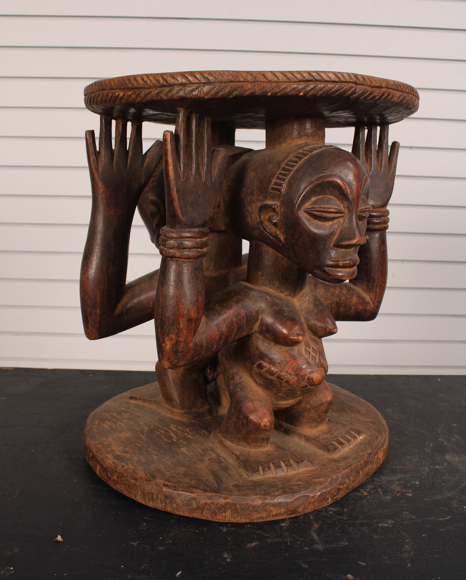 Hemba Luba People, Figural Couples Stool (1 of 8)