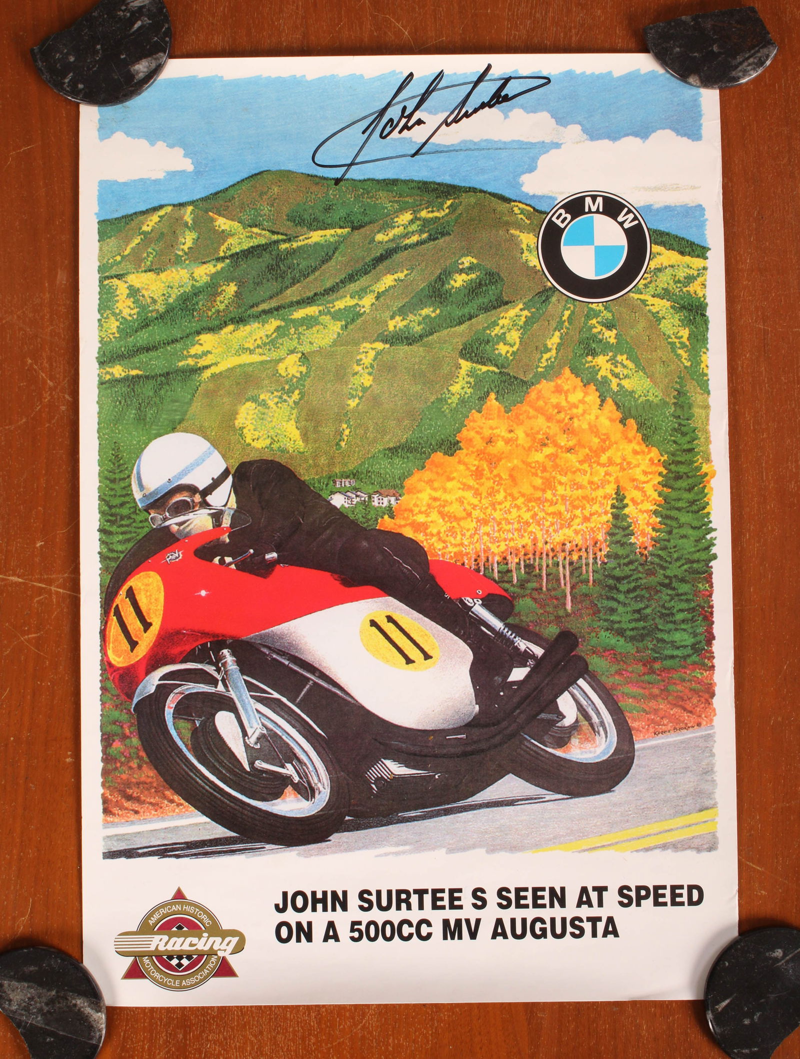 BMW Motorcycle Poster Signed by John Surtees (1 of 6)