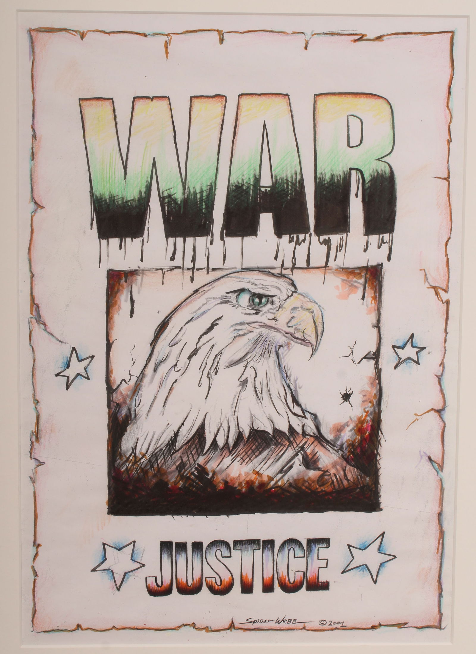 War, Justice Tattoo Flash, Orig. Art, Spider Webb (1 of 7)