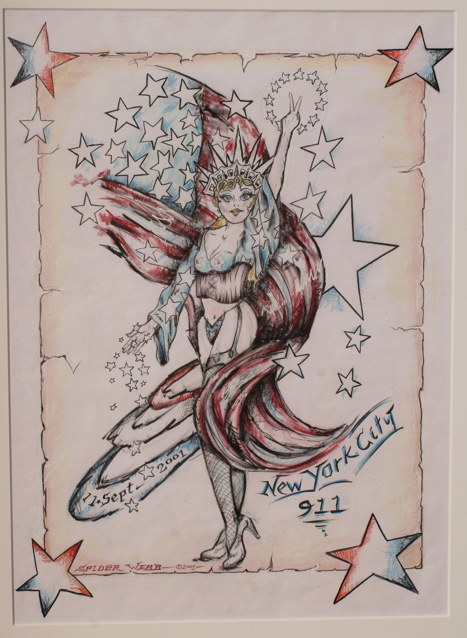 Lady Liberty Tattoo Flash, Spider Webb, 2001 (1 of 8)