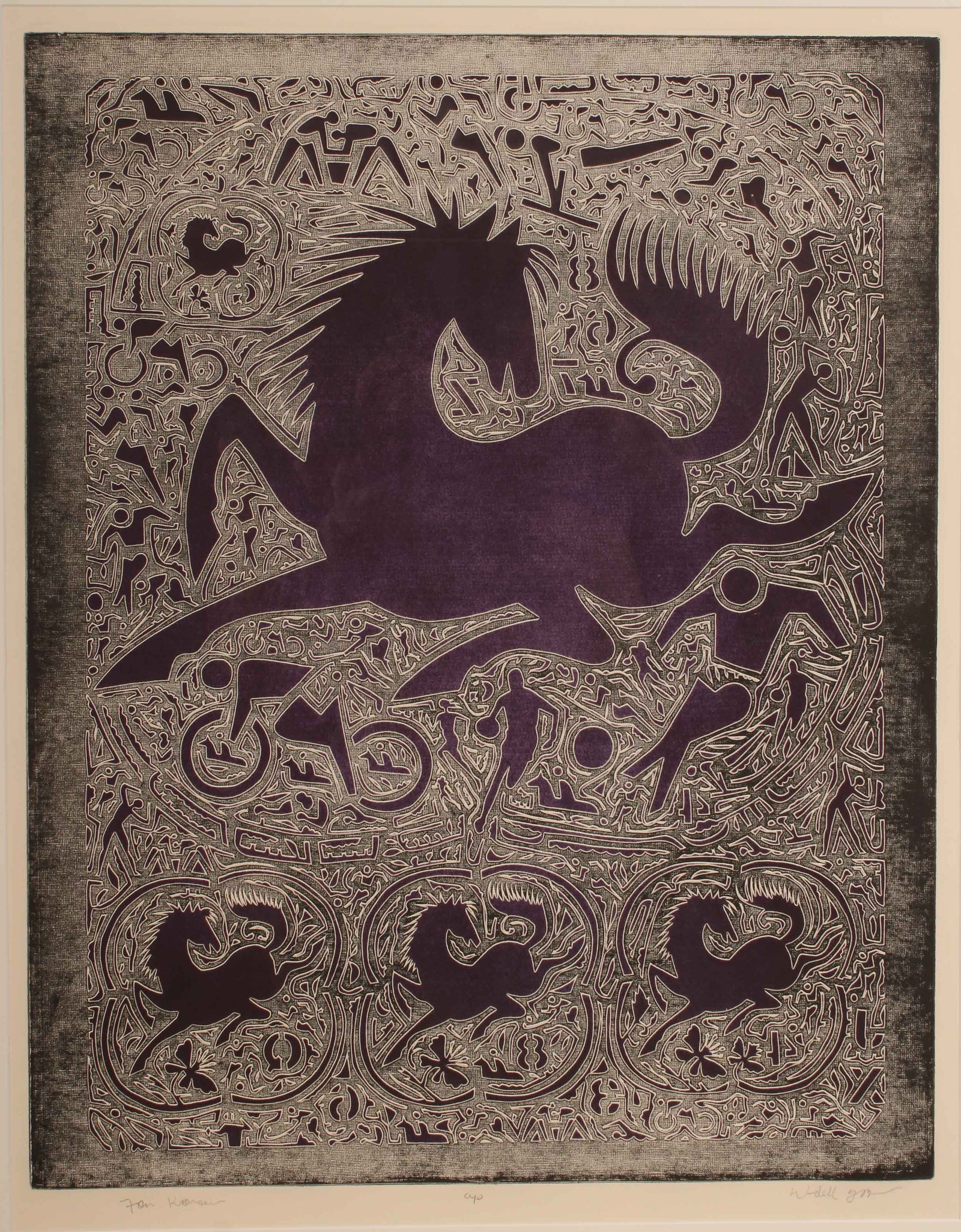 Wendell T. Brooks, Signed Lithograph: Wendell T. Brooks, Signed Lithograph. Equestrian theme. Size: frame 43"H x 35.5"W sight 30"H x 23.5"W