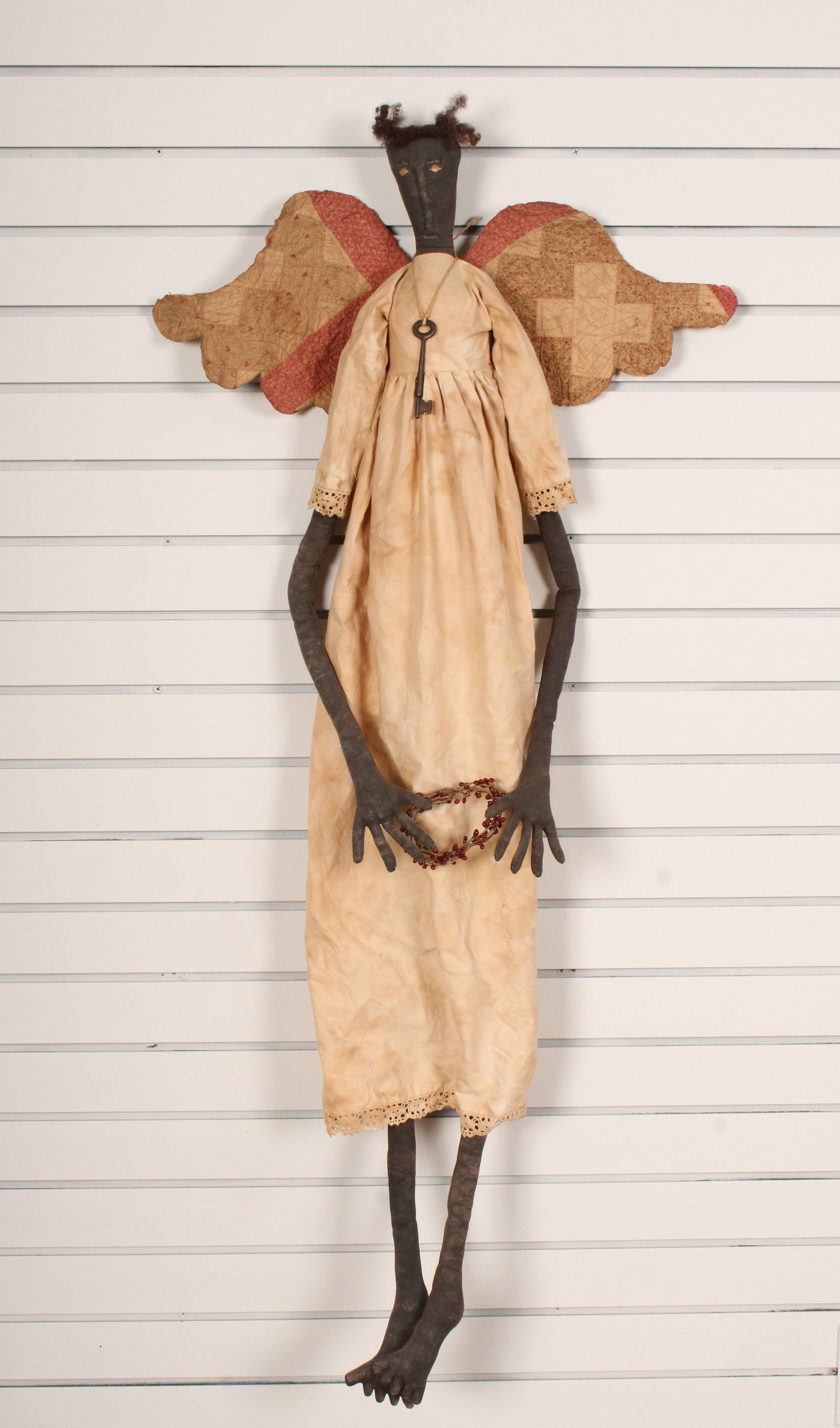 Busy B's Country Craft, Folk Art Angel: Handcrafted Angel Busy B's Country Craft Ossipee, NH New Hampton NH 7/4/03. Size: 48" Tall 23" at wing