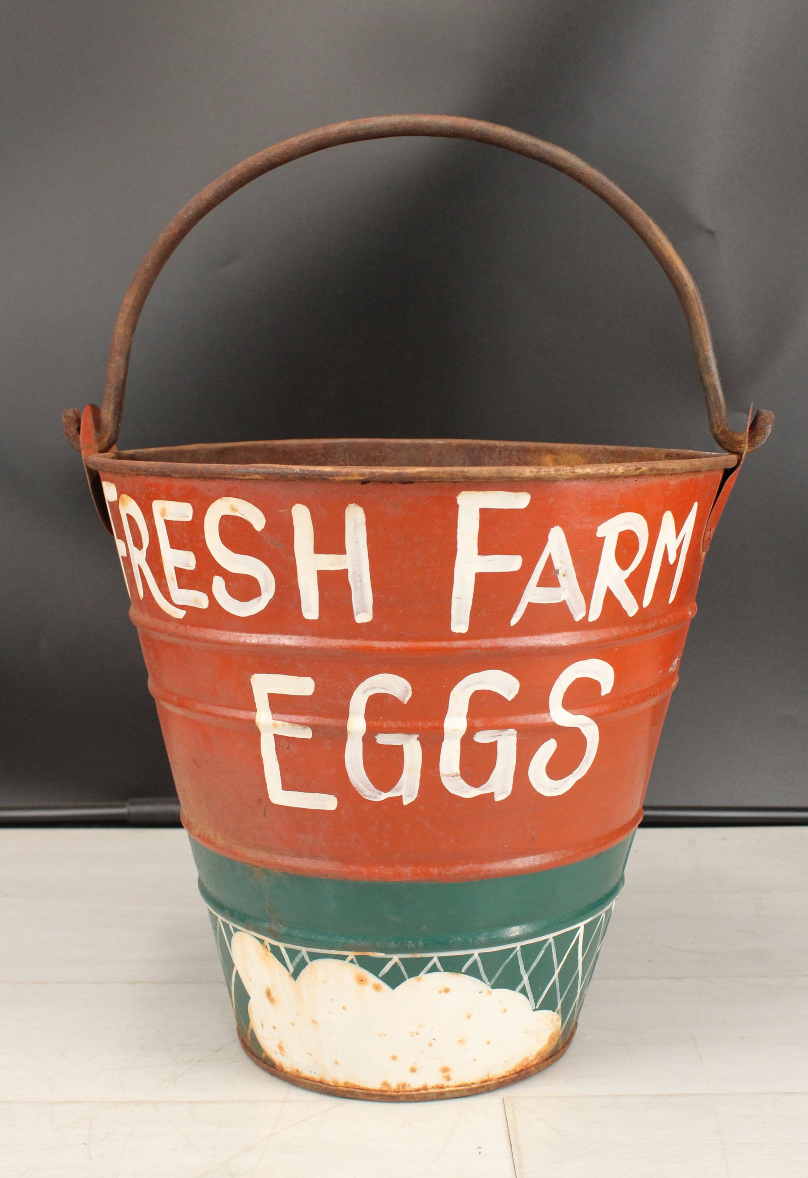 Folk Art Painted Egg Stand Pail (1 of 8)