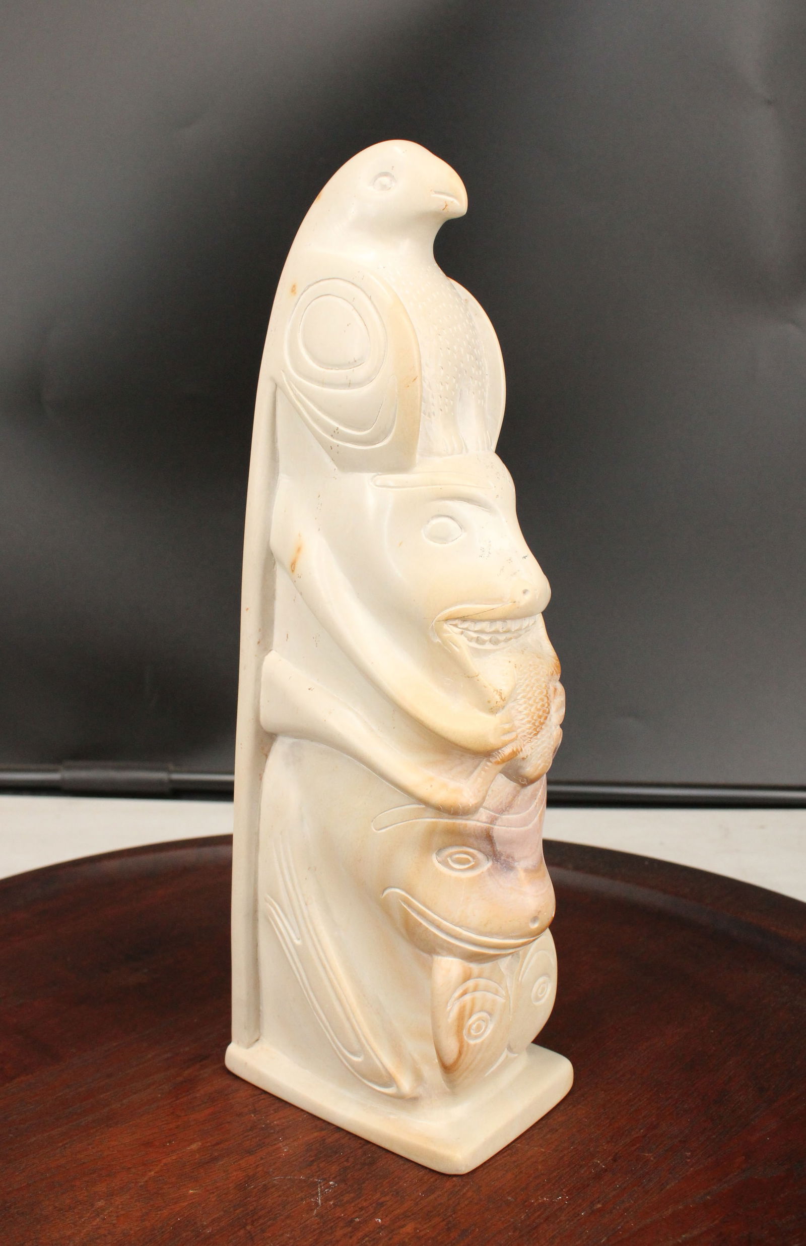 NWC Alaska Salish Style Carved Soapstone Totem (1 of 11)