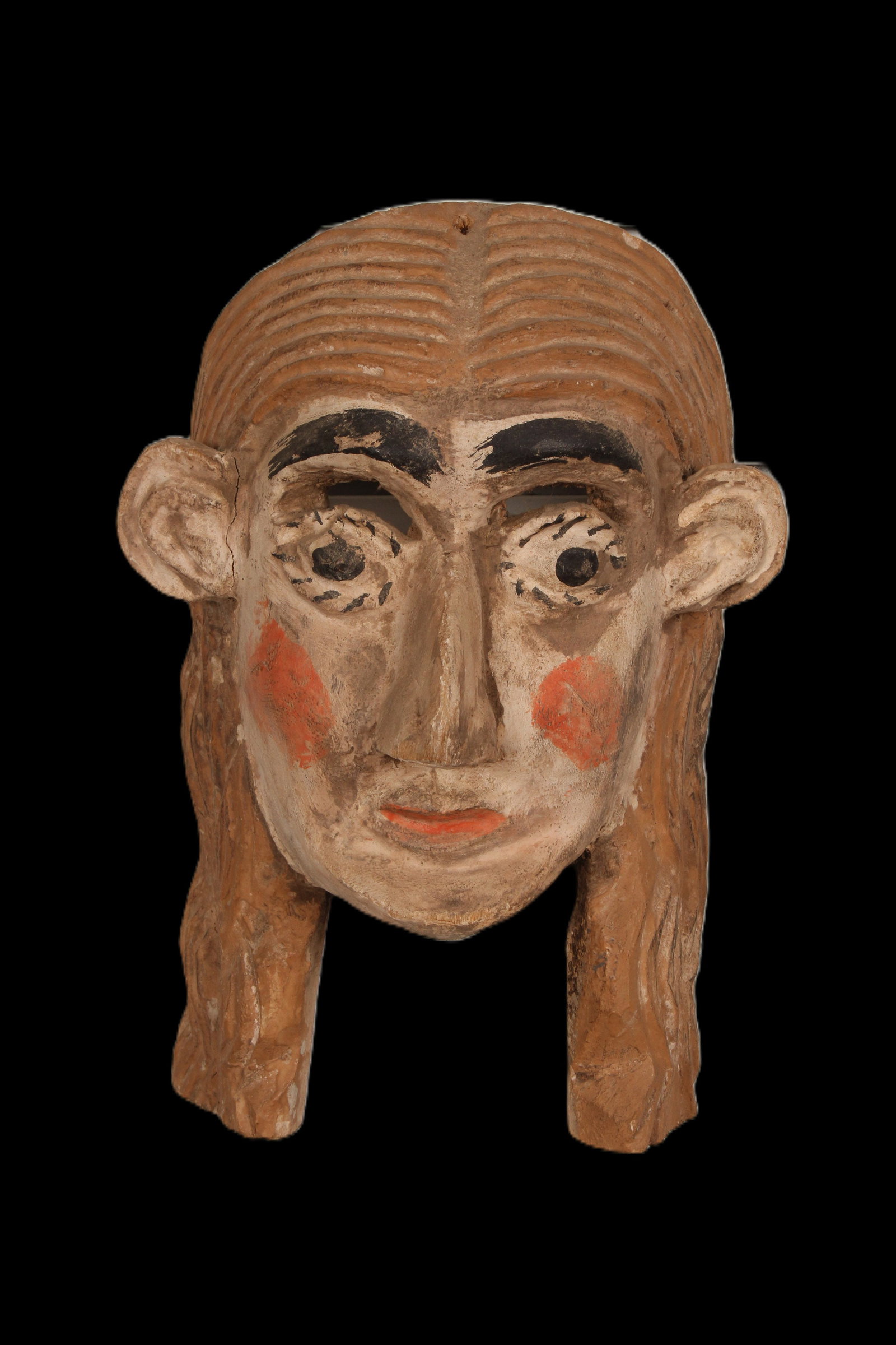 Antique Mexican Folk Art Festival Mask: Antique Mexican Folk Art Festival Mask. Size: 10.5"H x 6.5"W x 4.5"D
