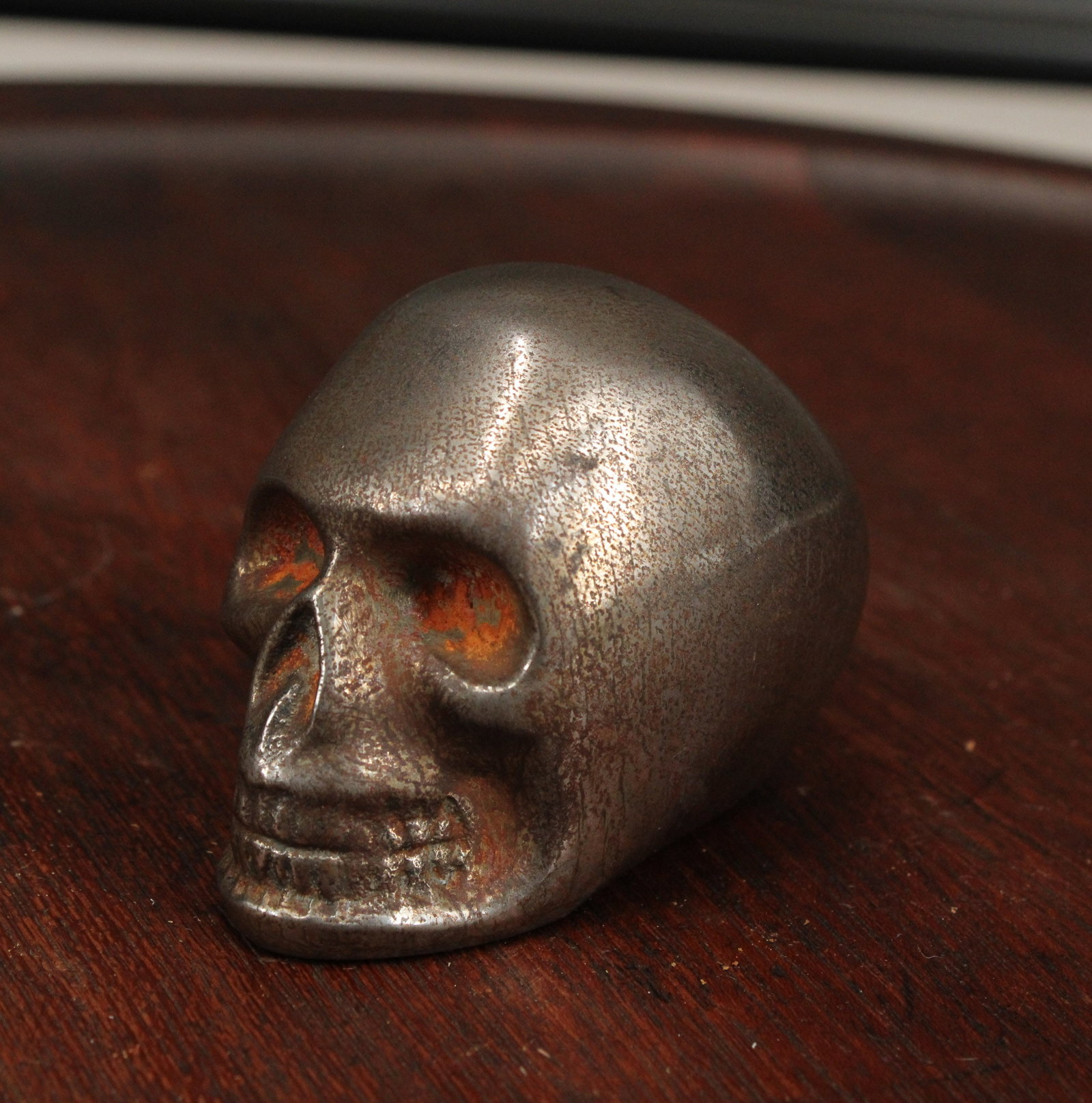 Heavy Forged Steel Figural Skull: Heavy Forged Steel Figural Skull. Palm sized. Size: 2" x 2.75" X1.5"
