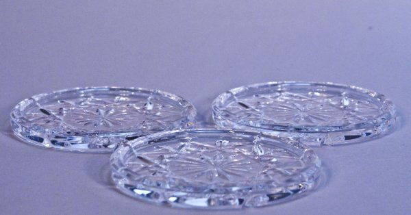 Set of Waterford "Lismore" Coasters: A matched set of three signed Waterford "Lismore" pattern 4" coasters.