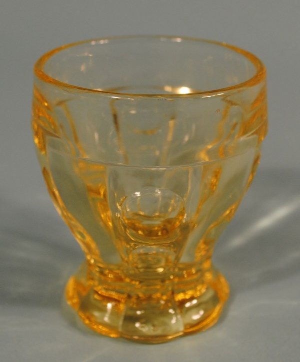 6 Heisey Sahara "Old Sandwich" Cocktail/Juice Tumblers: Set of 6 Heisey Sahara "Old Sandwich" 3 1/8"h Footed Cocktail/Juice Tumblers, all signed, one with nick at base foot mold seam.