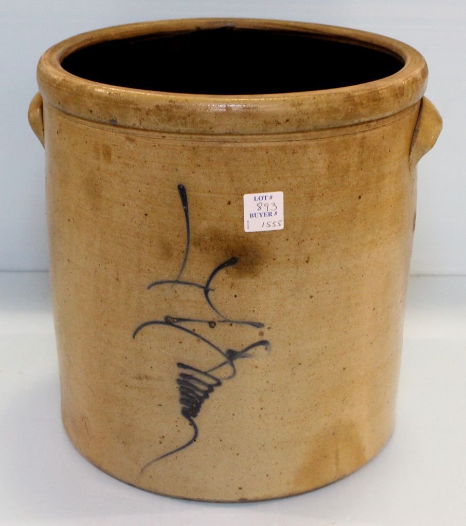 Antique Red Wing Crock: Antique Red Wing four gallon salt glazed stoneware crock, Bee Stinger, no cracks or chips.; 10 1/2" dia., 12" h.