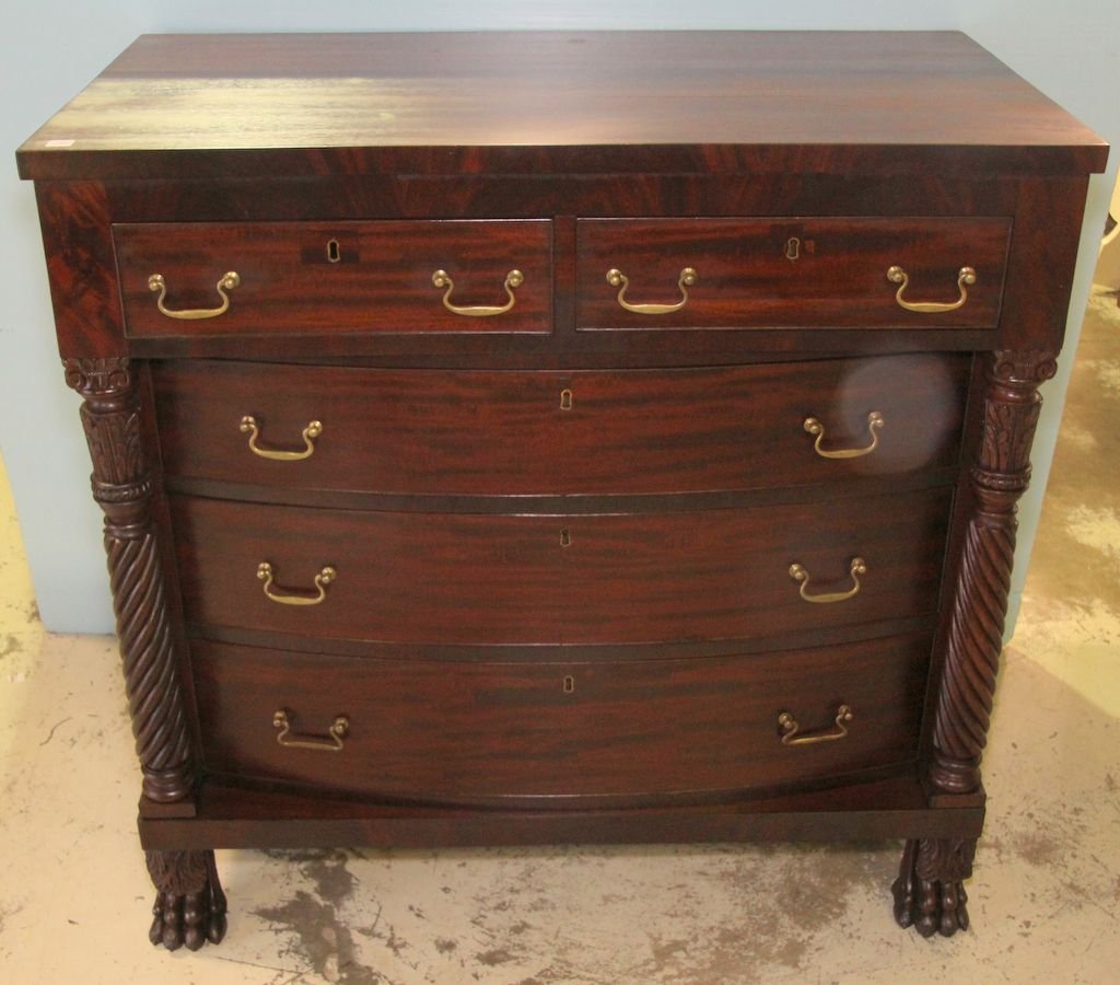 Early Mahogany Chest: Early mahogany Federal claw foot chest; 43" w., 42" h., 23" d.