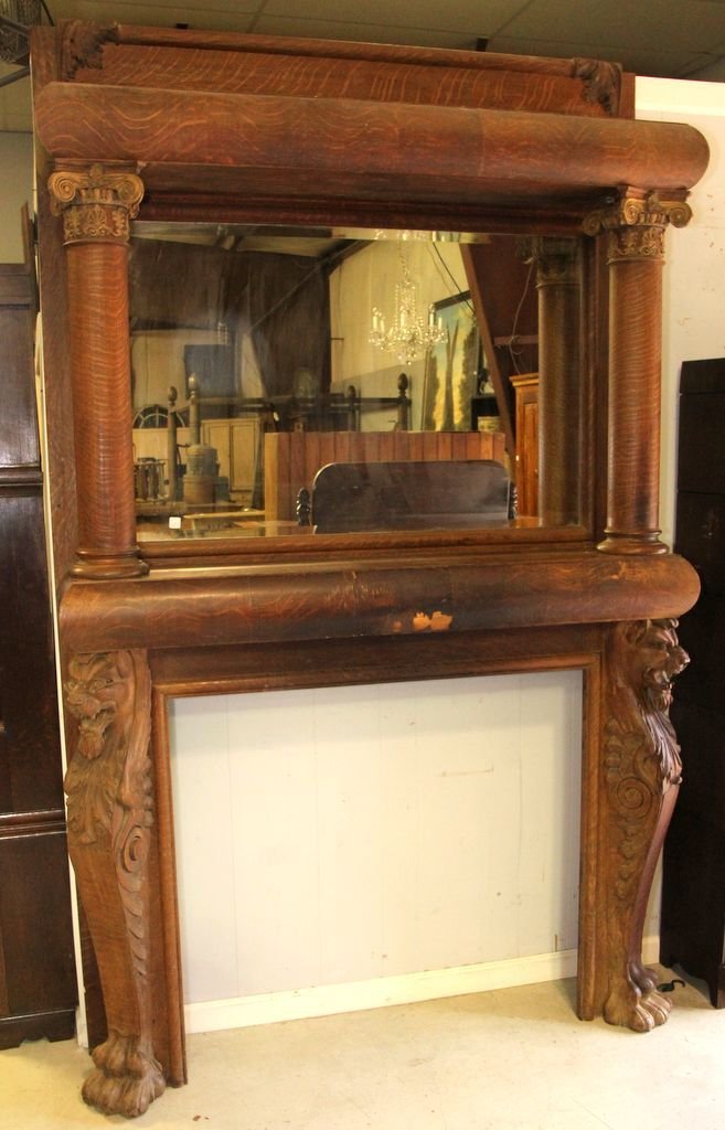 Large Carved Oak Mantel (1 of 2)