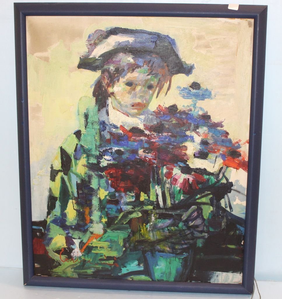 Luigi Corbellini Oil on Canvase "Harlequin Child with (1 of 1)