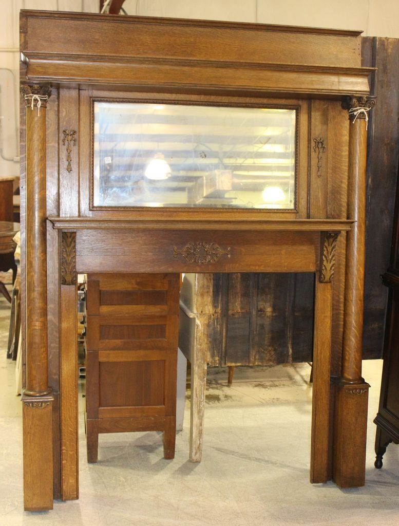 Oak Mantle with Corinthian Columns (1 of 1)