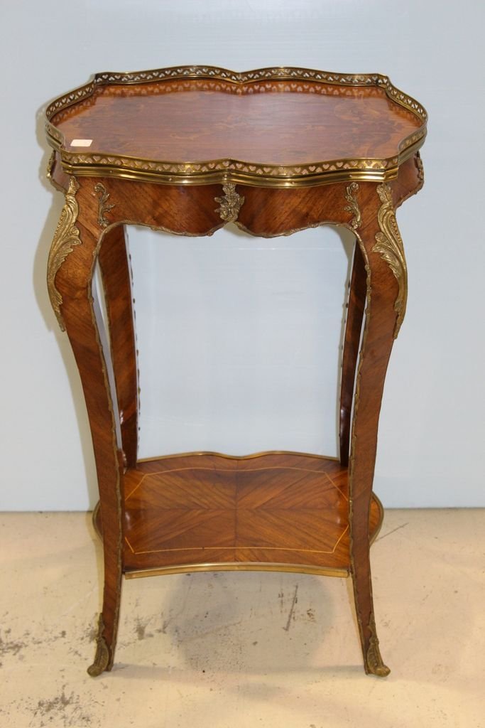 French Table with Brass Rail and Ormolu Mounts (1 of 2)